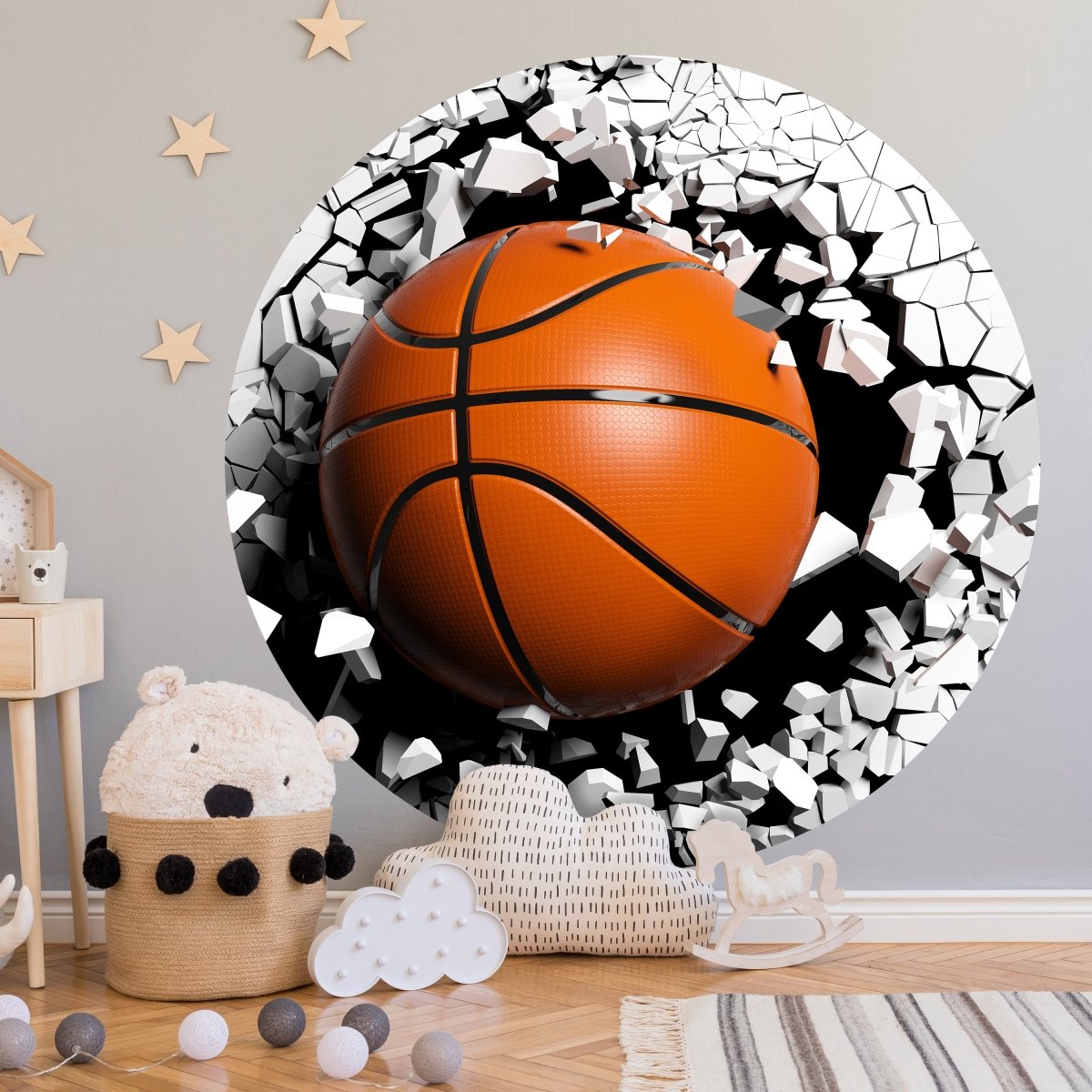 Runde Fototapete Wanddurchbruch mit Basketball M0040 - Bild 1