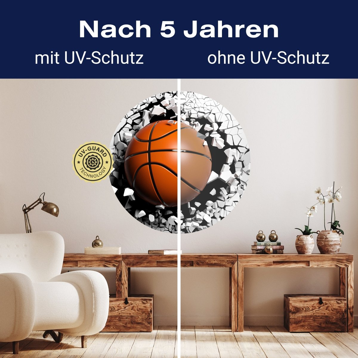 Runde Fototapete Wanddurchbruch mit Basketball M0040 - Bild 9