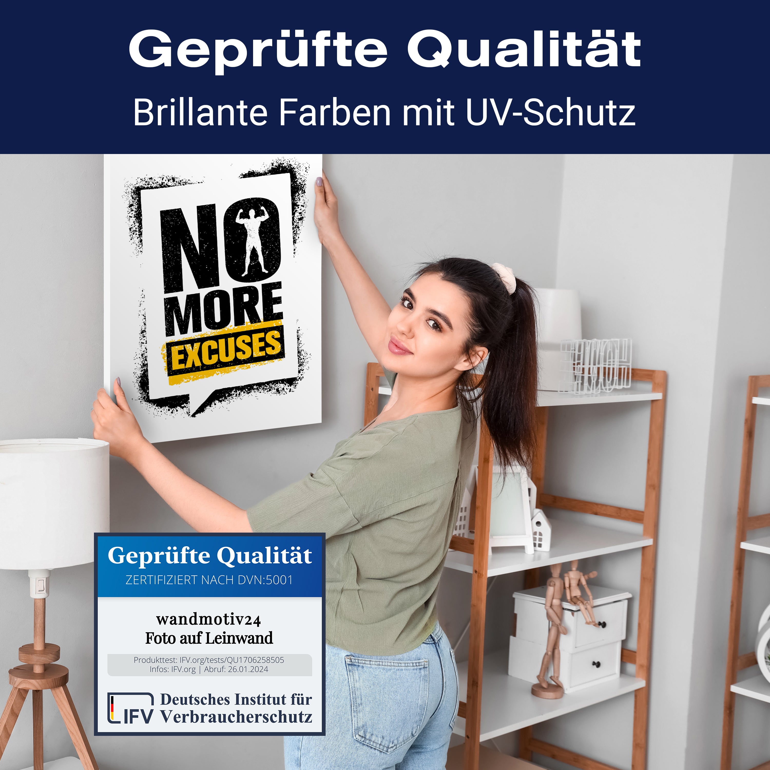 Leinwandbild Motivation, Hochformat, no more excuses M0065 kaufen - Bild 4