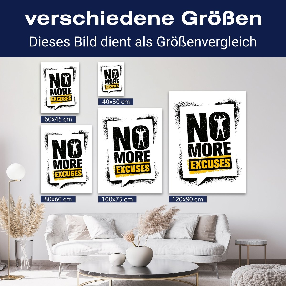 Leinwandbild Motivation, Hochformat, no more excuses M0065 kaufen - Bild 8