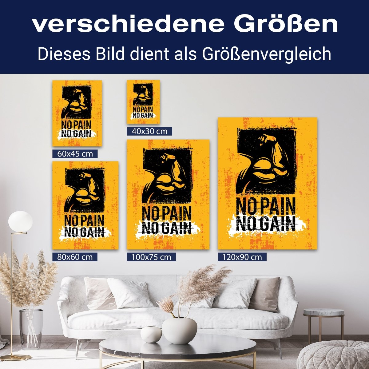 Leinwandbild Motivation, Hochformat, Pain & Gain M0073 kaufen - Bild 8