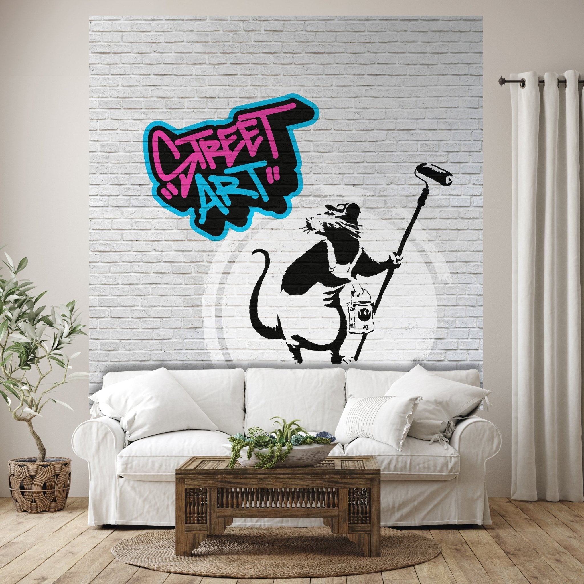 Quadratische Fototapete Banksy Street Art M0076 - Bild 1