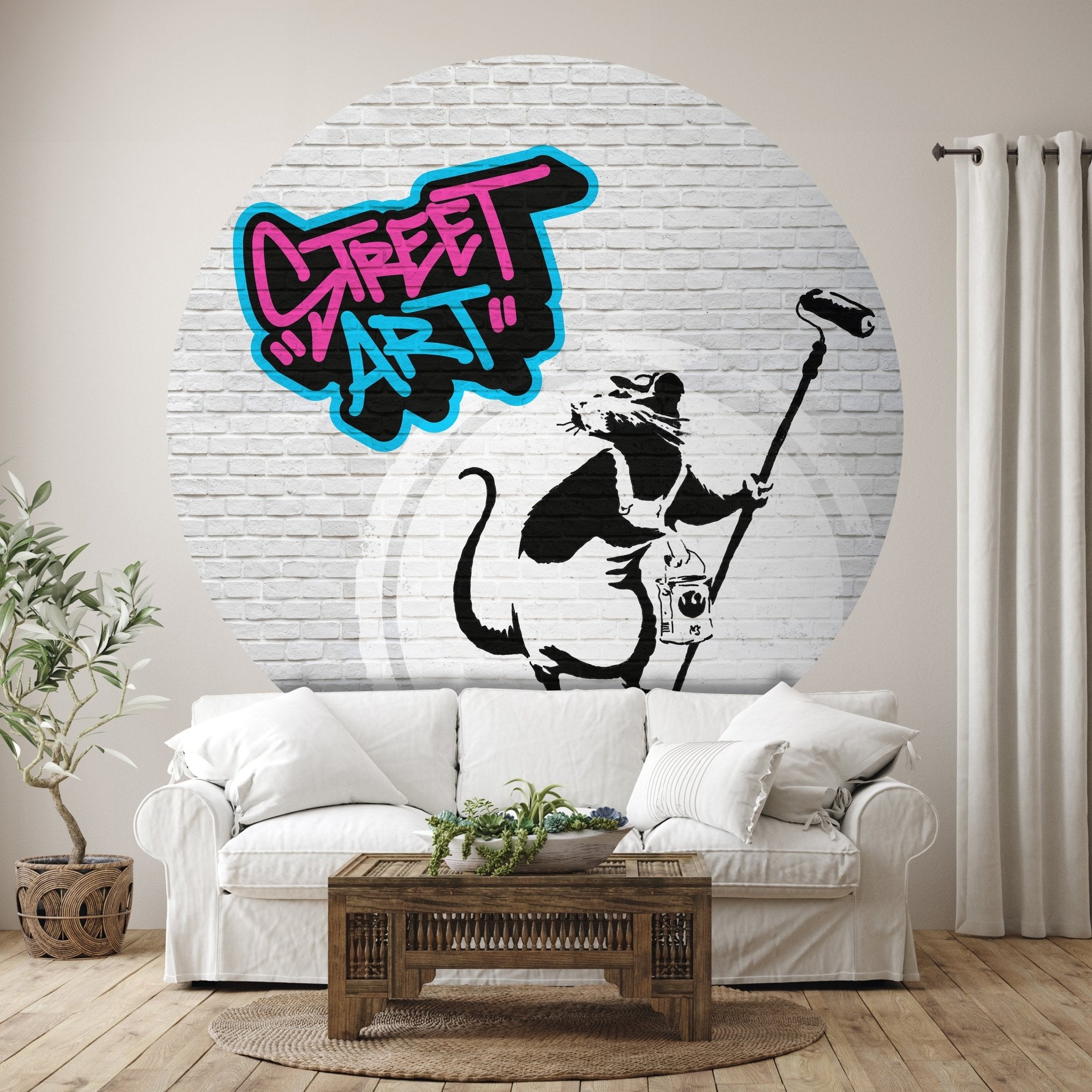 Runde Fototapete Banksy Street Art M0076 - Bild 1