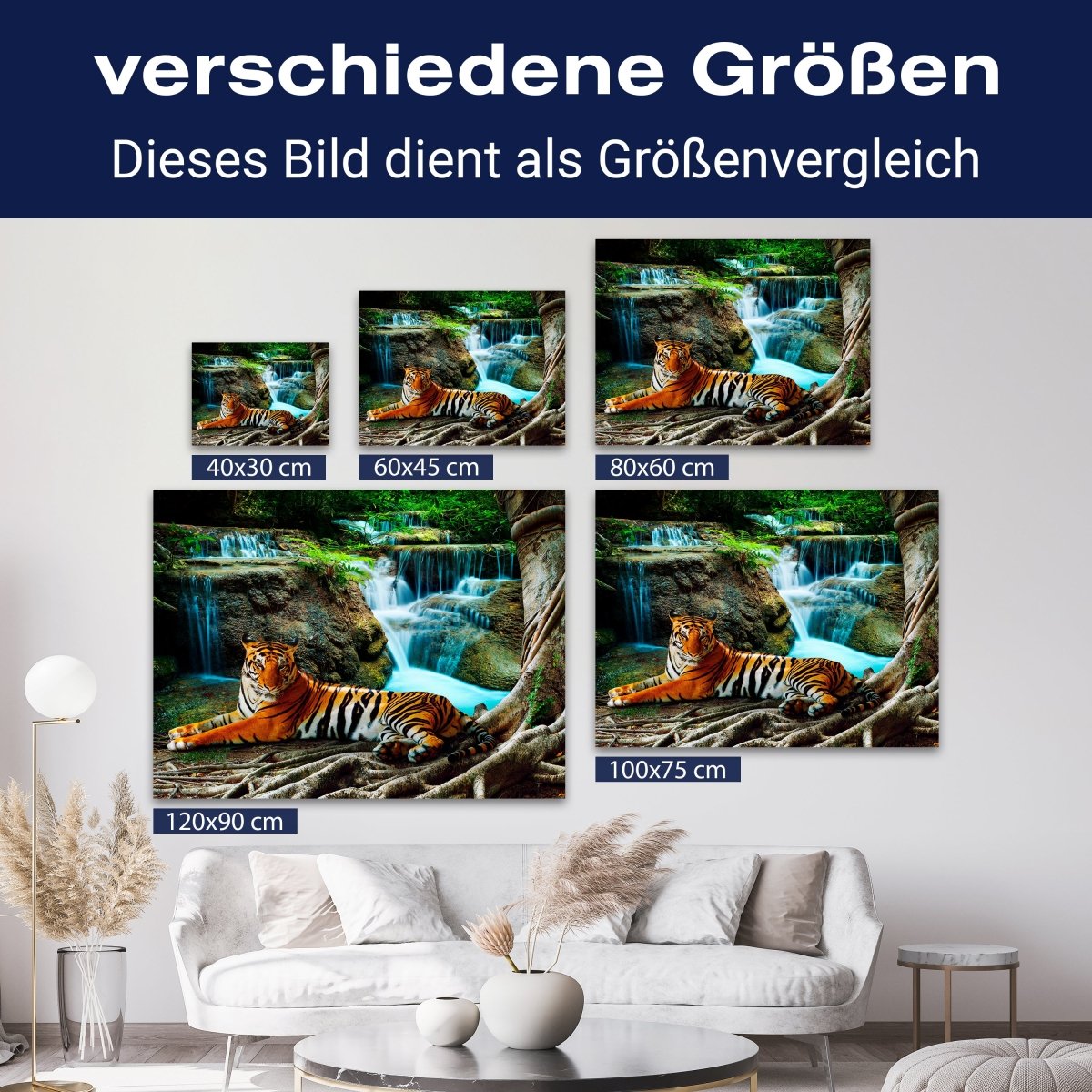 Leinwandbild Tiere, Querformat, Tiger Wasserfall M0098 kaufen - Bild 8