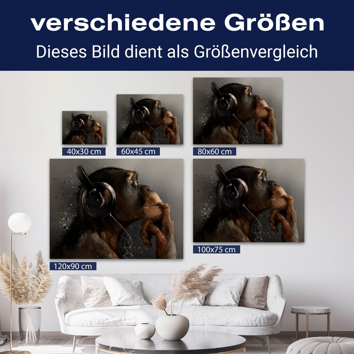 Leinwandbild Tiere, Querformat, Affe Kopfhörer M0099 kaufen - Bild 8