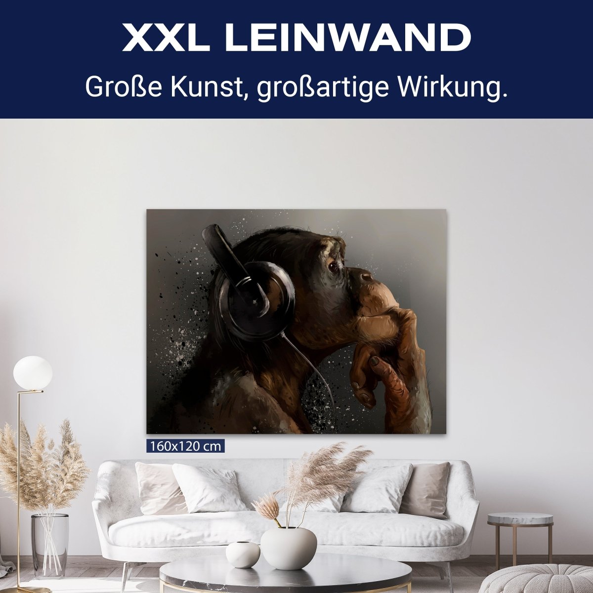 Leinwandbild Tiere, Querformat, Affe Kopfhörer M0099 kaufen - Bild 9