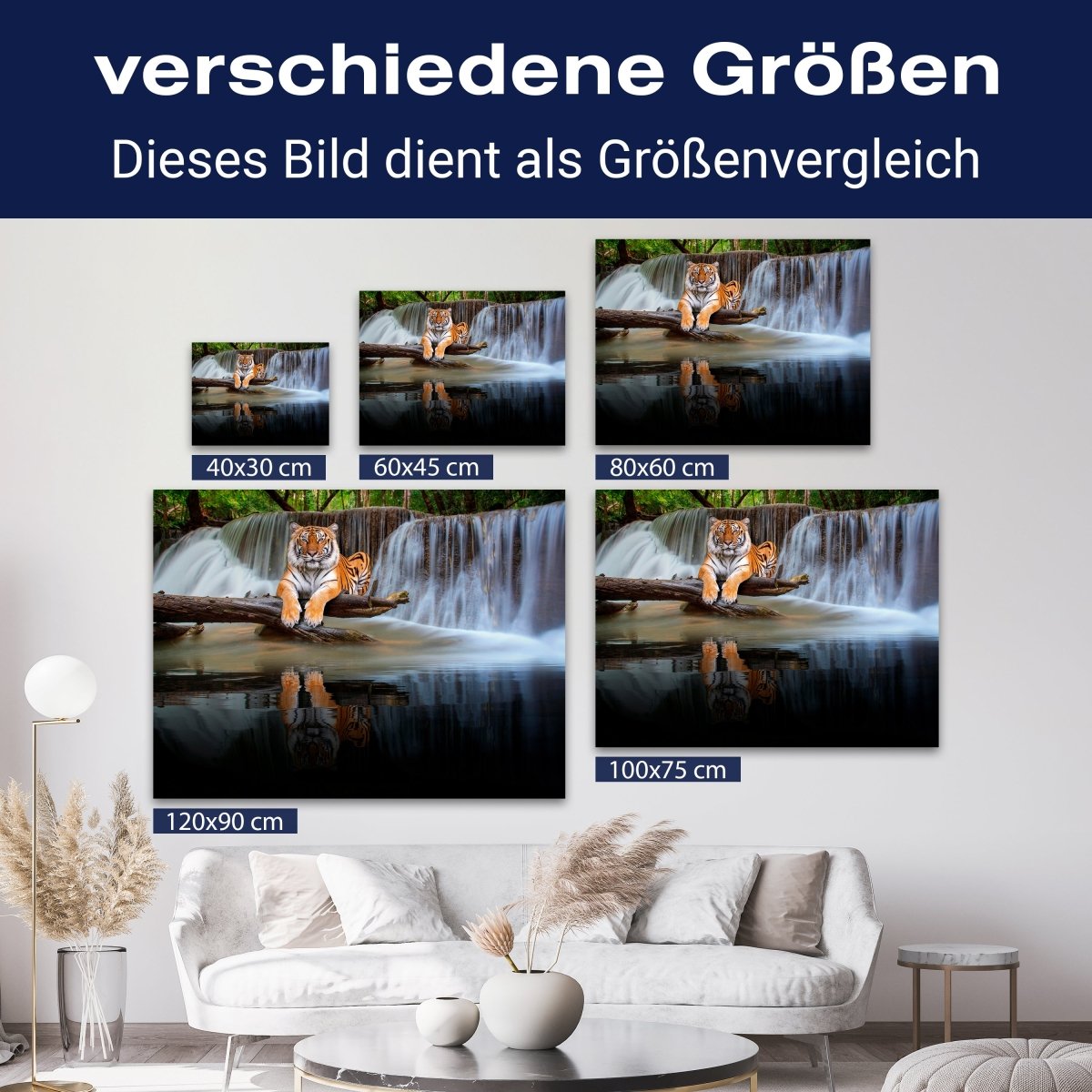 Leinwandbild Tiere, Querformat, Tiger am Wasserfall M0100 kaufen - Bild 8