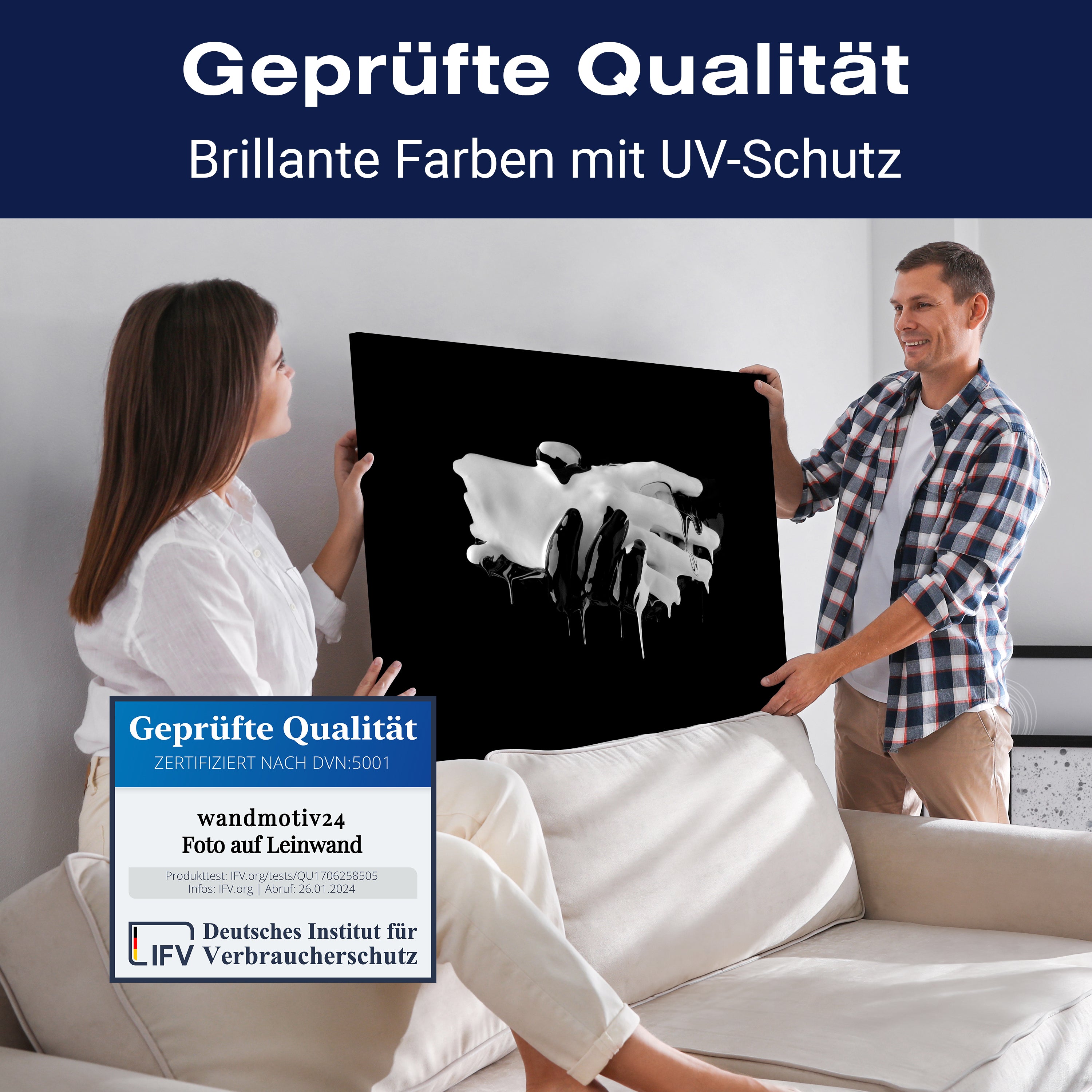 Leinwandbild Kunst & Gemälde, Querformat, Hände Schwarz Weiß M0107 kaufen - Bild 4