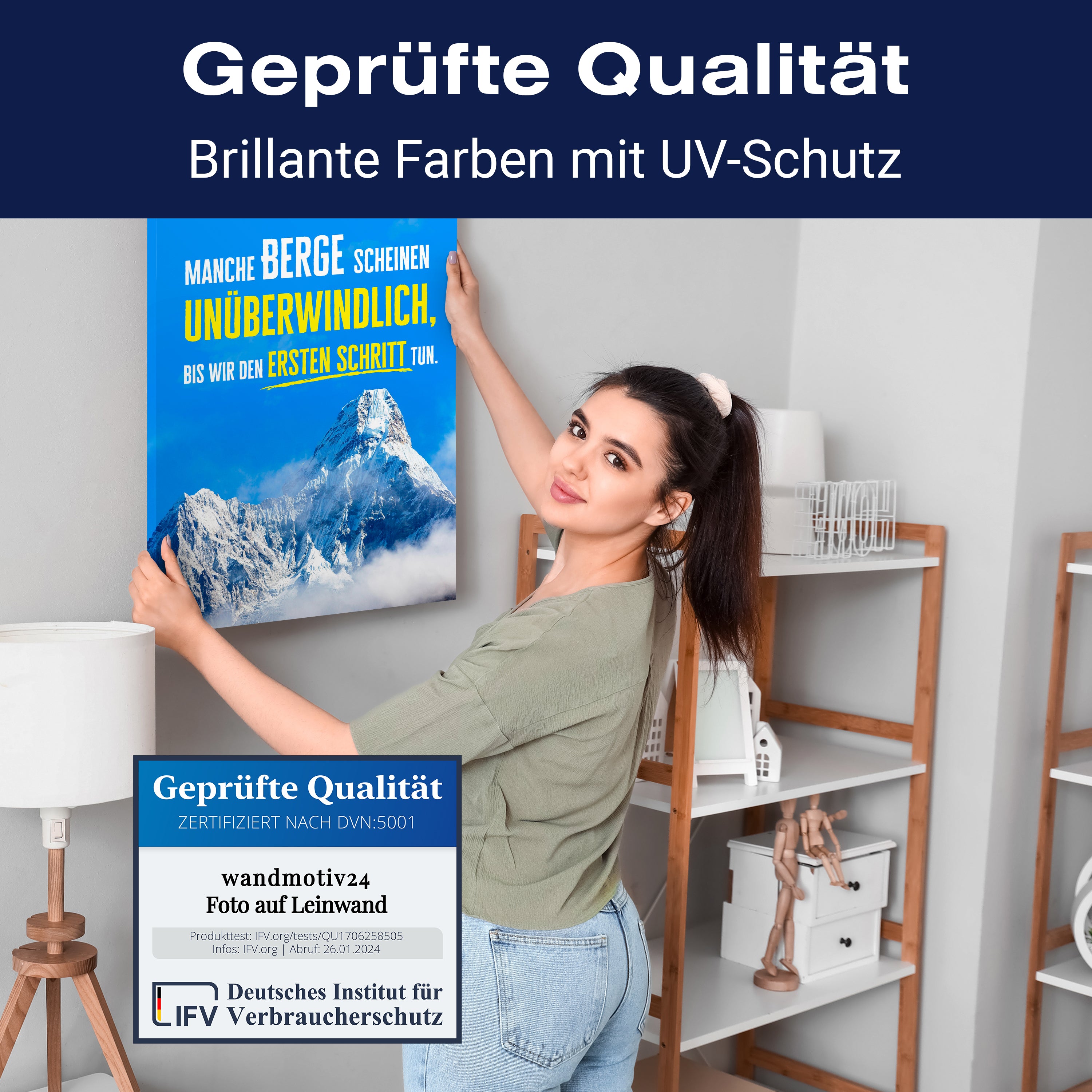 Leinwandbild Motivation, Hochformat, Berge unüberwindlich M0123 kaufen - Bild 4