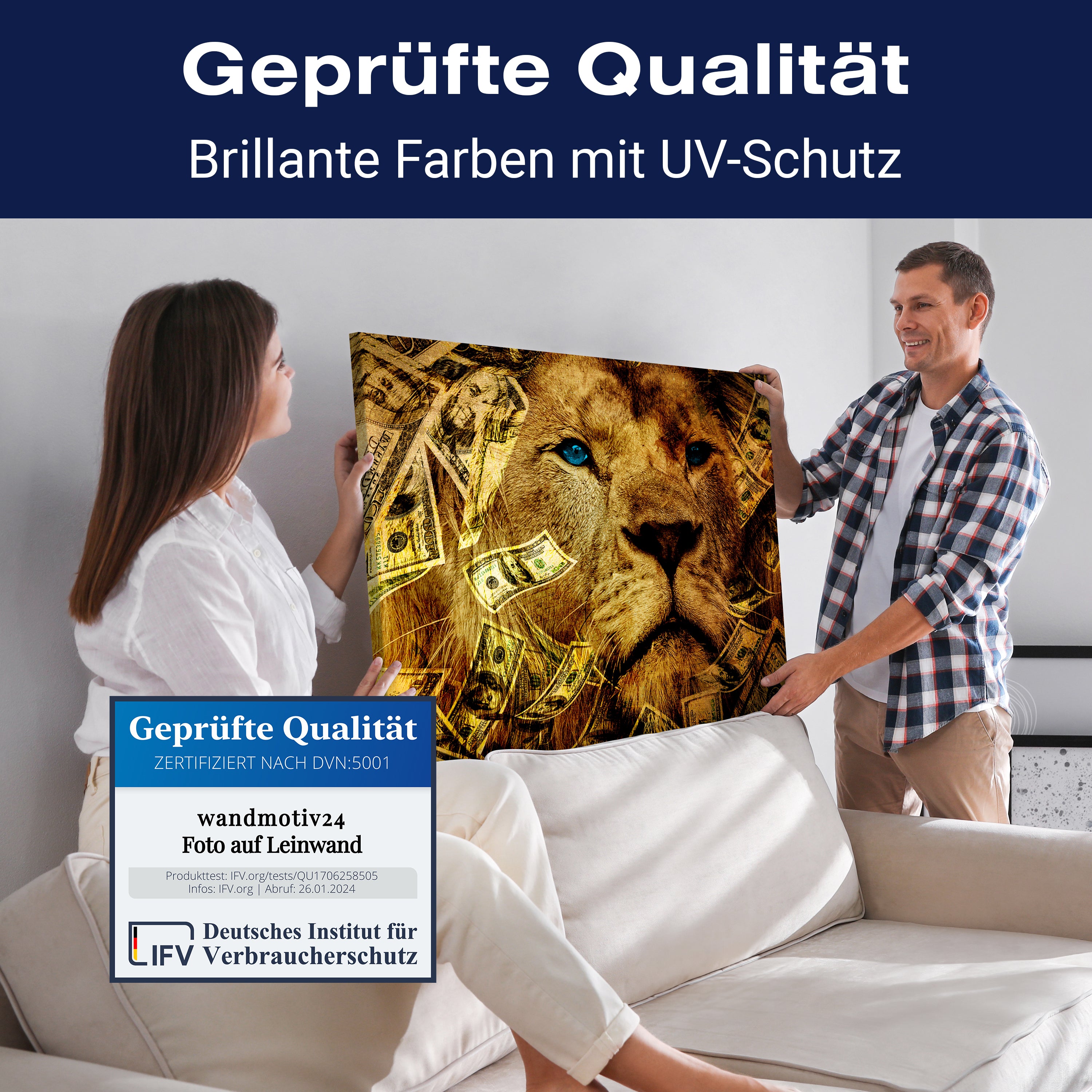 Leinwandbild Motivation, Querformat, Löwe Geld M0128 kaufen - Bild 4