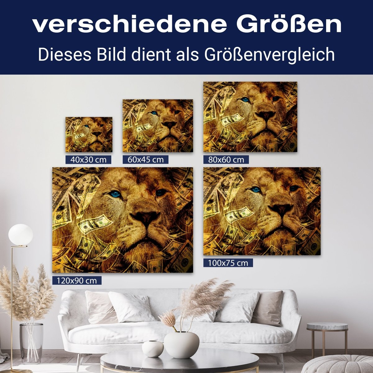 Leinwandbild Motivation, Querformat, Löwe Geld M0128 kaufen - Bild 8