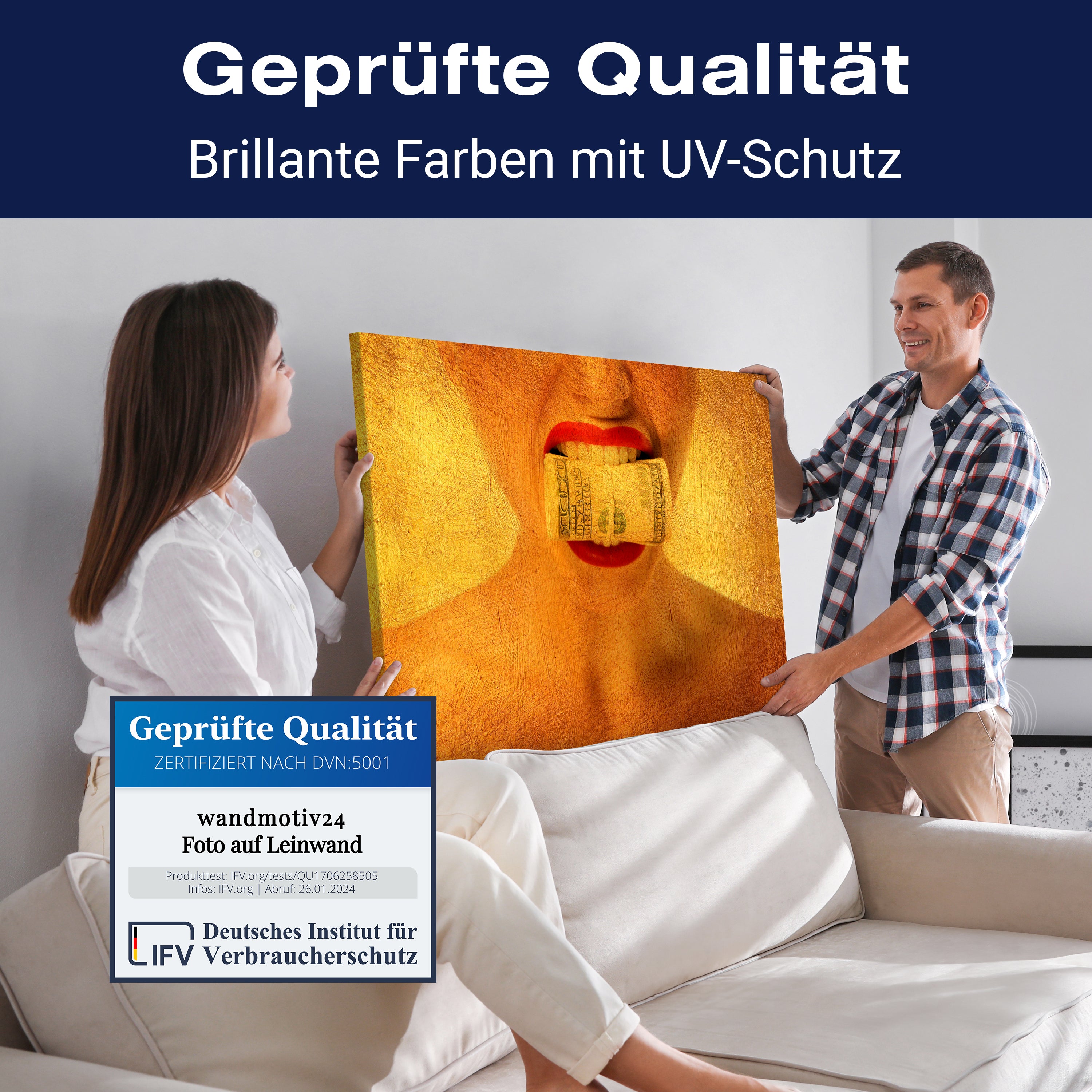 Leinwandbild Motivation, Querformat, Frau Geld Gold M0130 kaufen - Bild 4