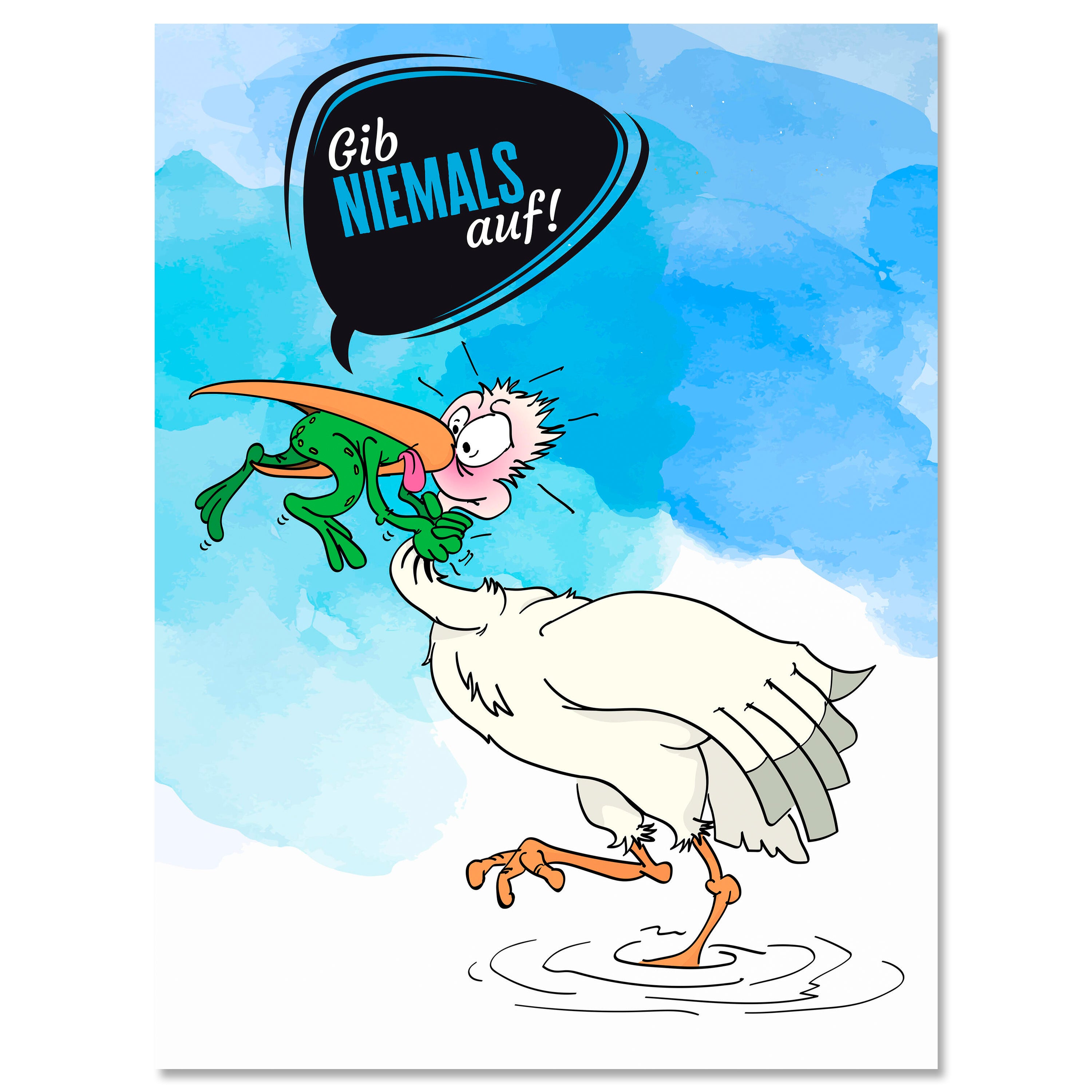 Leinwandbild Motivation, Hochformat, Storch gib niemals auf Blase M0135 kaufen - Bild 1