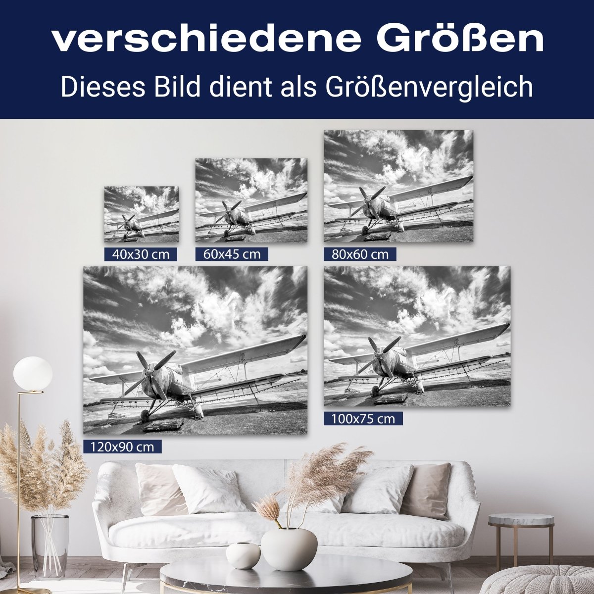 Leinwandbild Schwarz-Weiß, Flugzeug M0541 kaufen - Bild 8