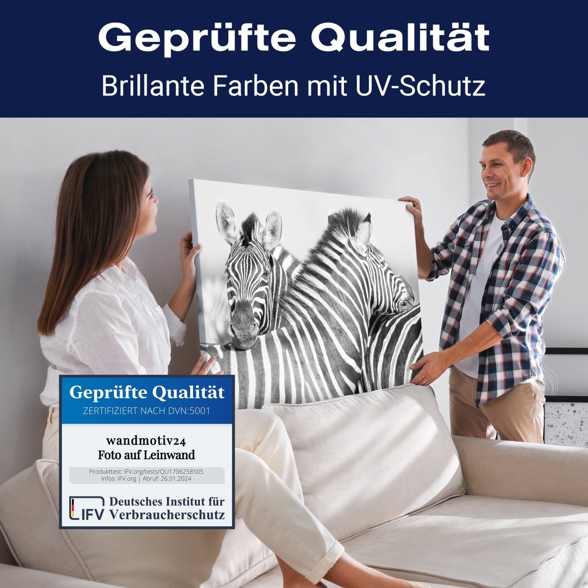 Leinwandbild Schwarz-Weiß, Zebra M0562 kaufen - Bild 4