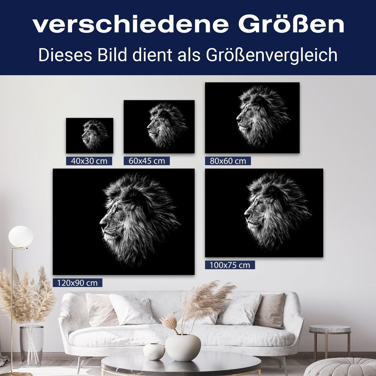 Leinwandbild Schwarz-Weiß, Löwe M0566 kaufen - Bild 8