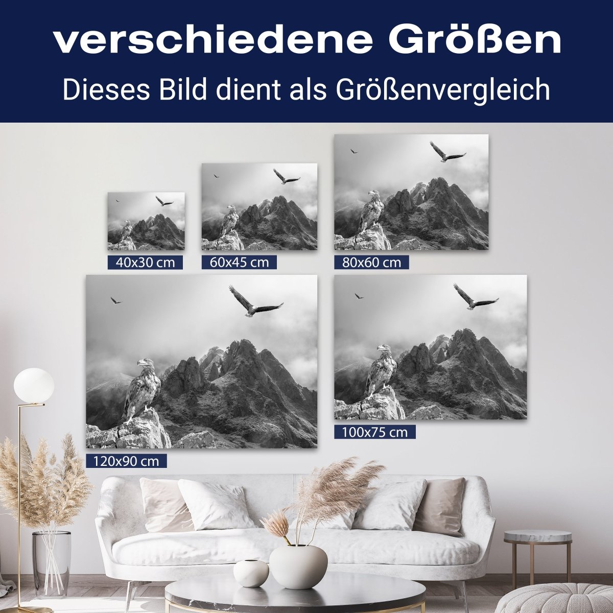 Leinwandbild Schwarz-Weiß, Adler, Landschaft M0572 kaufen - Bild 8