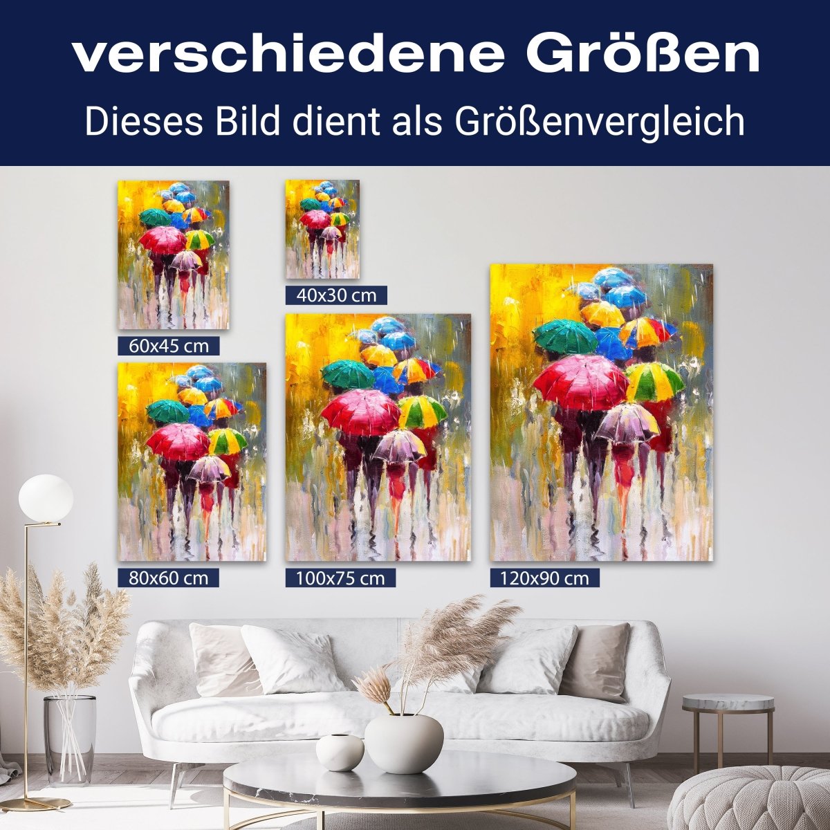 Leinwandbild Malerei, Regenschirme, Menschen M0593 kaufen - Bild 8