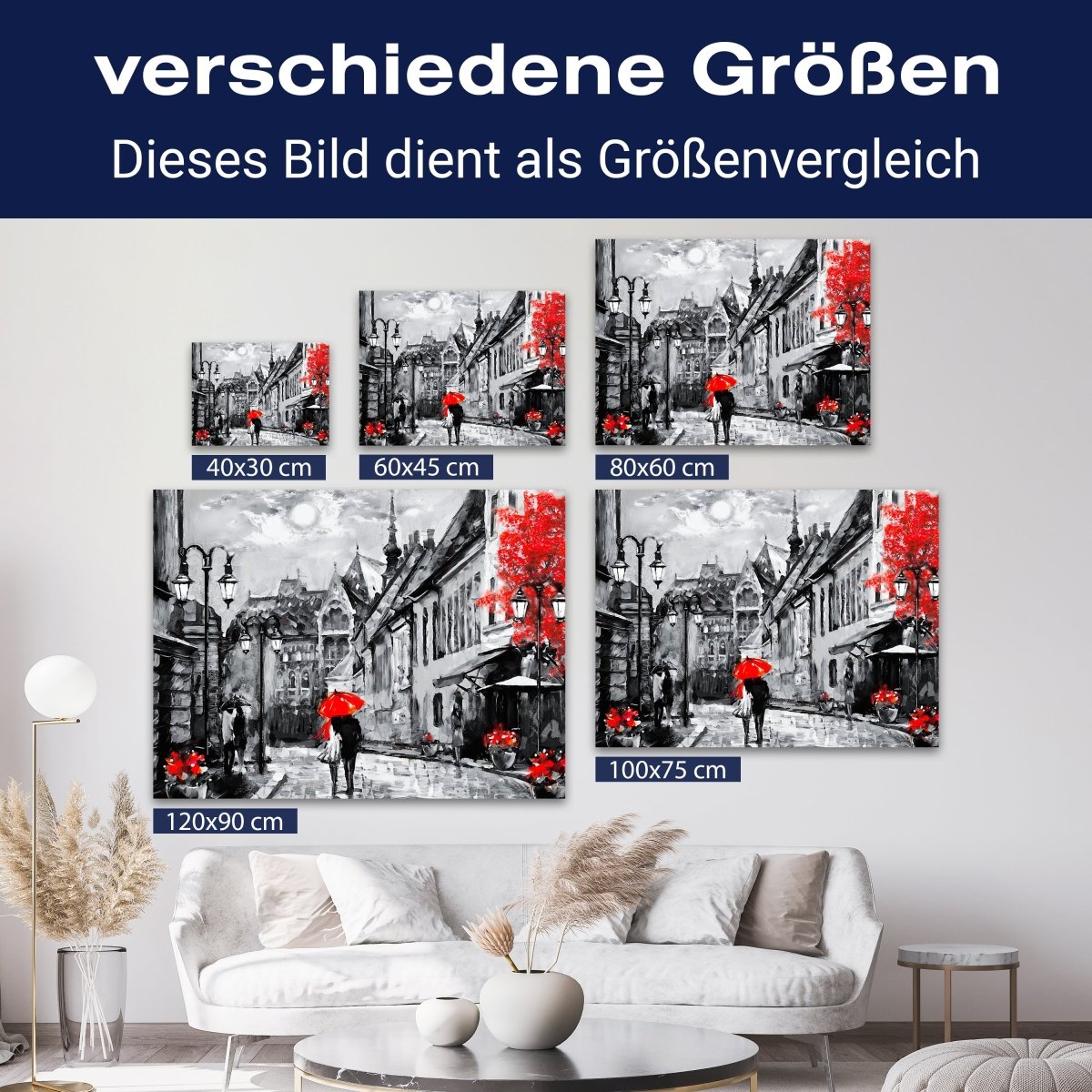 Leinwandbild Malerei, Paar, Regenschirm, Querformat M0611 kaufen - Bild 8