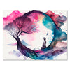 Leinwandbild Aquarell, Baum, Frau, Querformat M0624