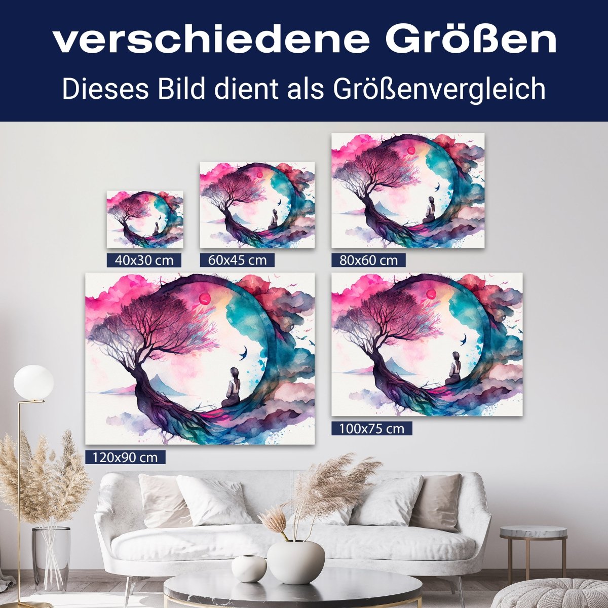 Leinwandbild Aquarell, Baum, Frau, Querformat M0624 kaufen - Bild 8