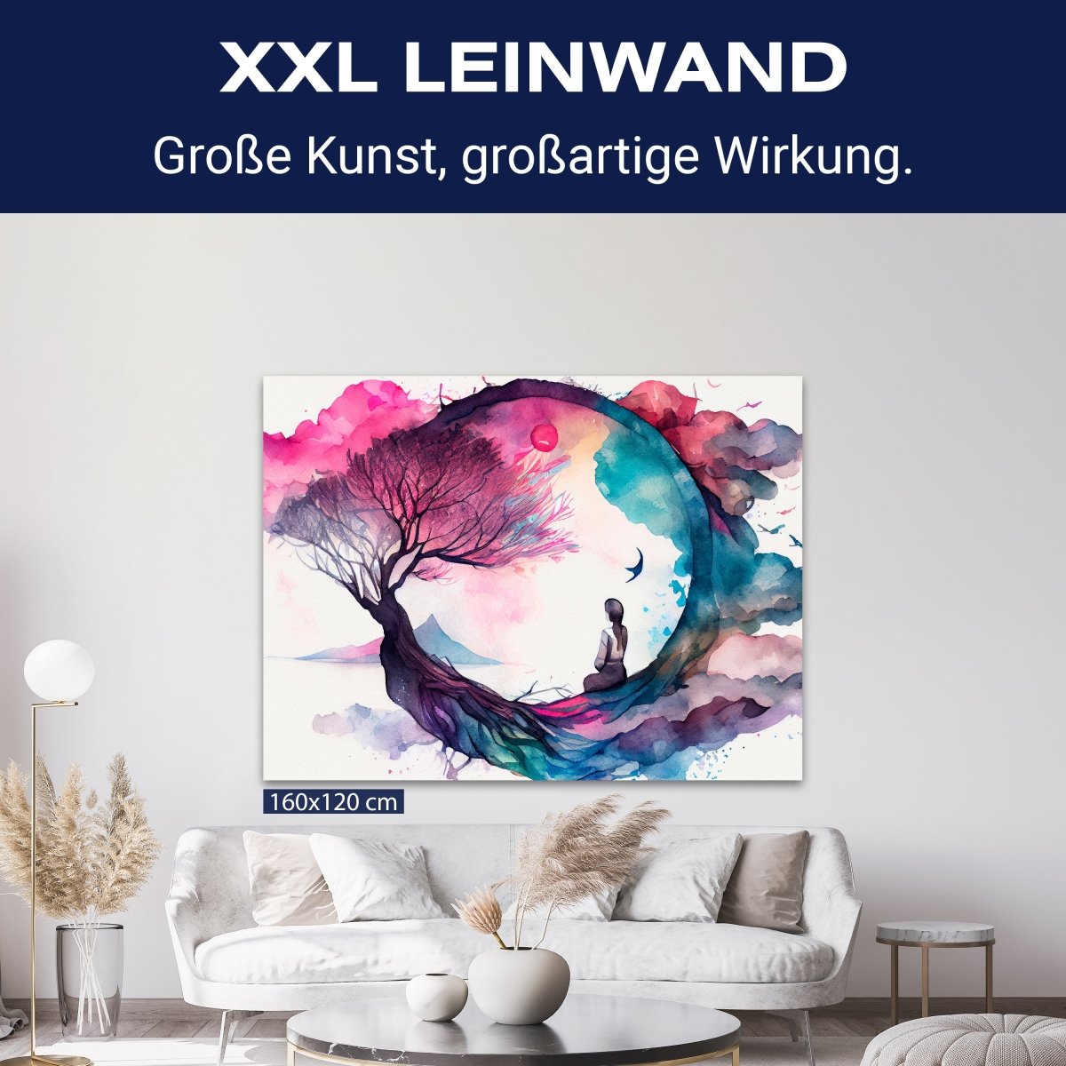 Leinwandbild Aquarell, Baum, Frau, Querformat M0624 kaufen - Bild 9