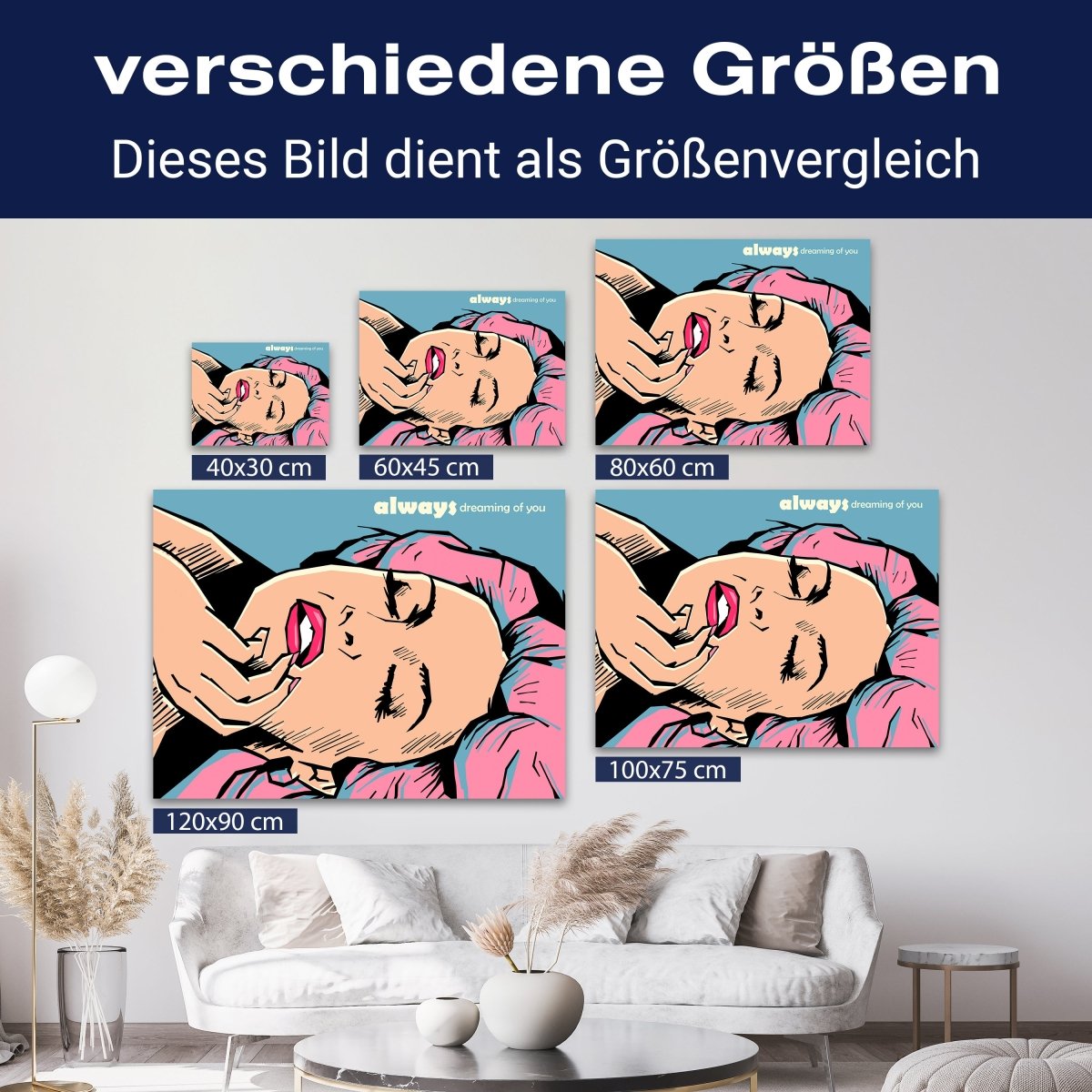 Leinwandbild Pop Art Stil, Frau, Querformat M0667 kaufen - Bild 8