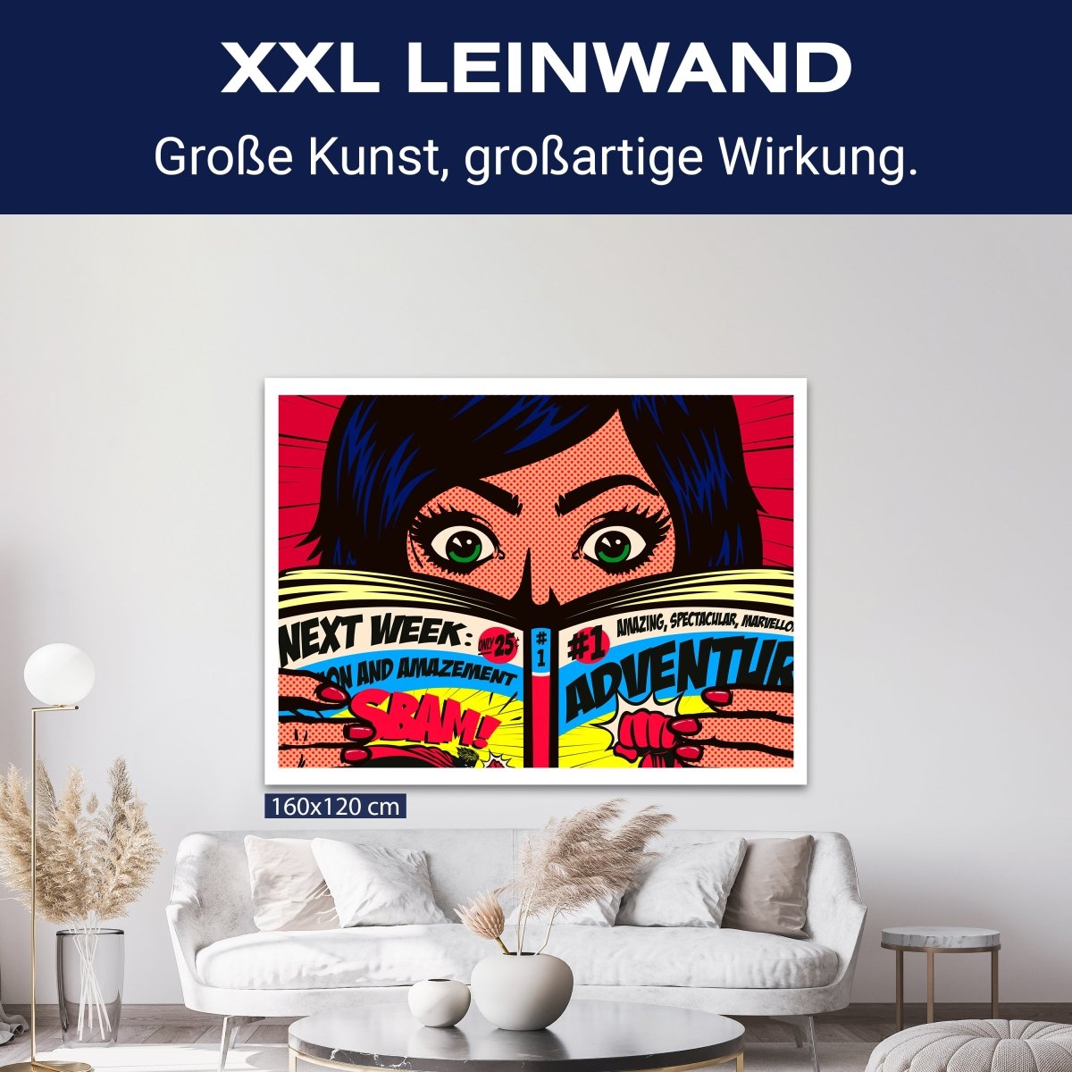 Leinwandbild Pop Art Stil, Frau, Comic, Querformat M0668 kaufen - Bild 9