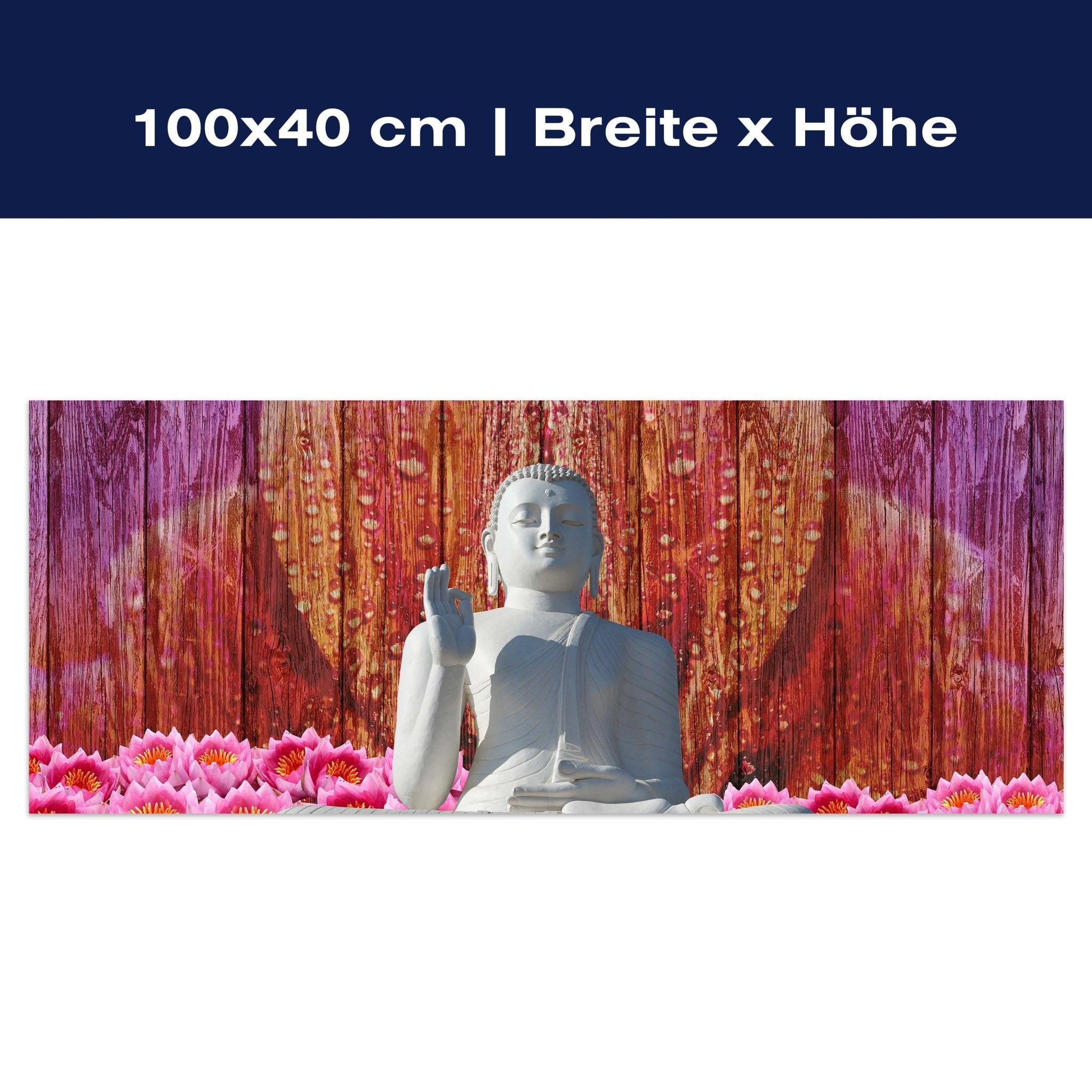 Leinwandbild Weiß Sitzende Buddha-Statue M0688