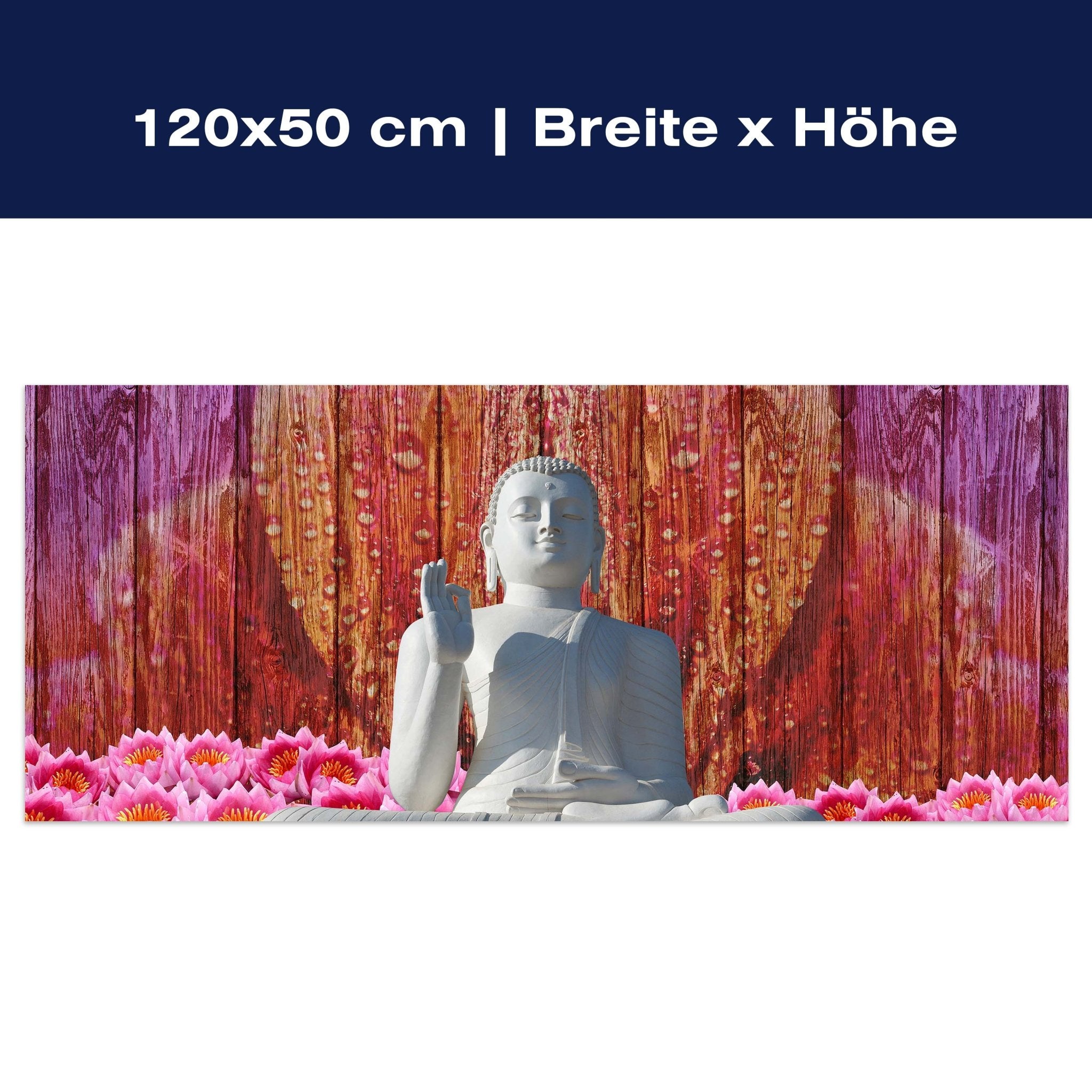 Leinwandbild Weiß Sitzende Buddha-Statue M0688