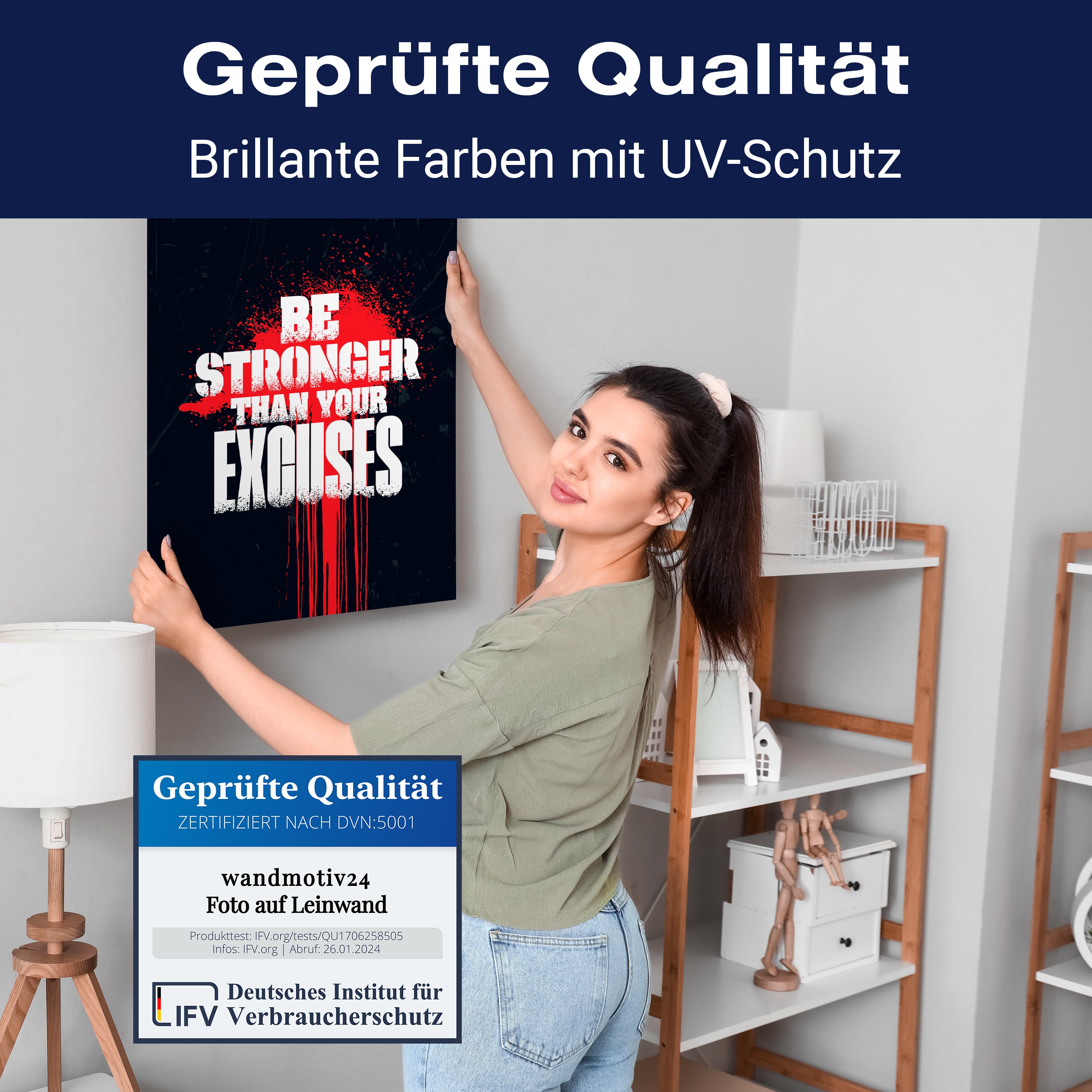 Leinwandbild Spruch, Be Stronger, Hochformat M0695 kaufen - Bild 4