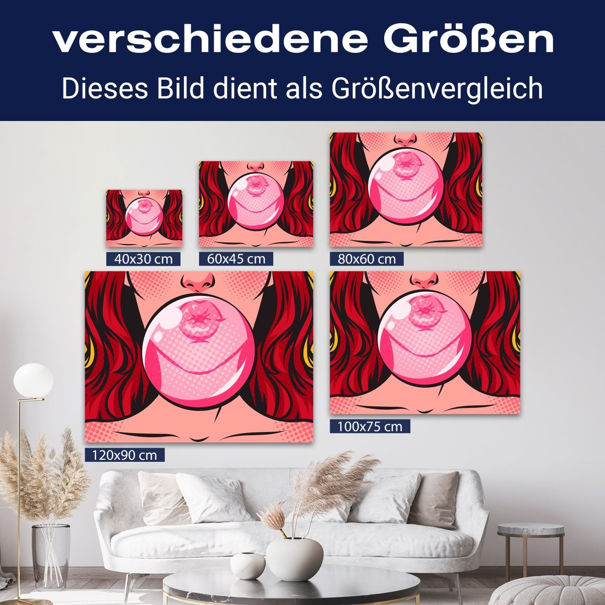 Leinwandbild Pop Art Stil, Frau, Querformat M0718 kaufen - Bild 8