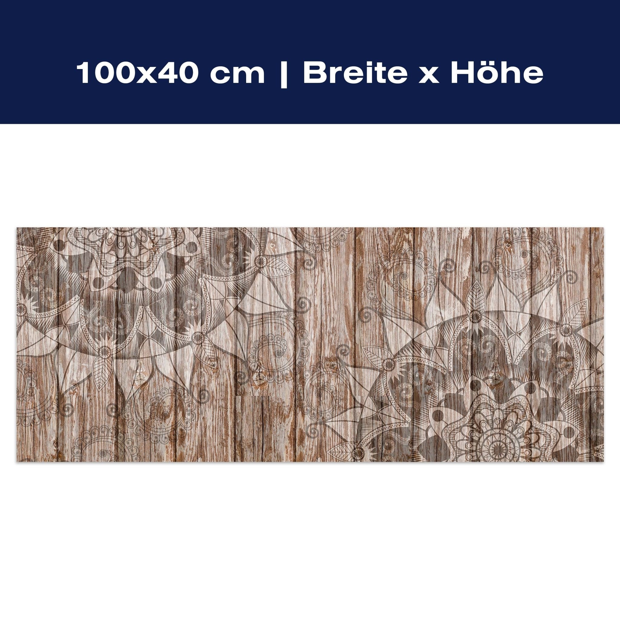 Leinwandbild Holzwand mit Mandalas M0722