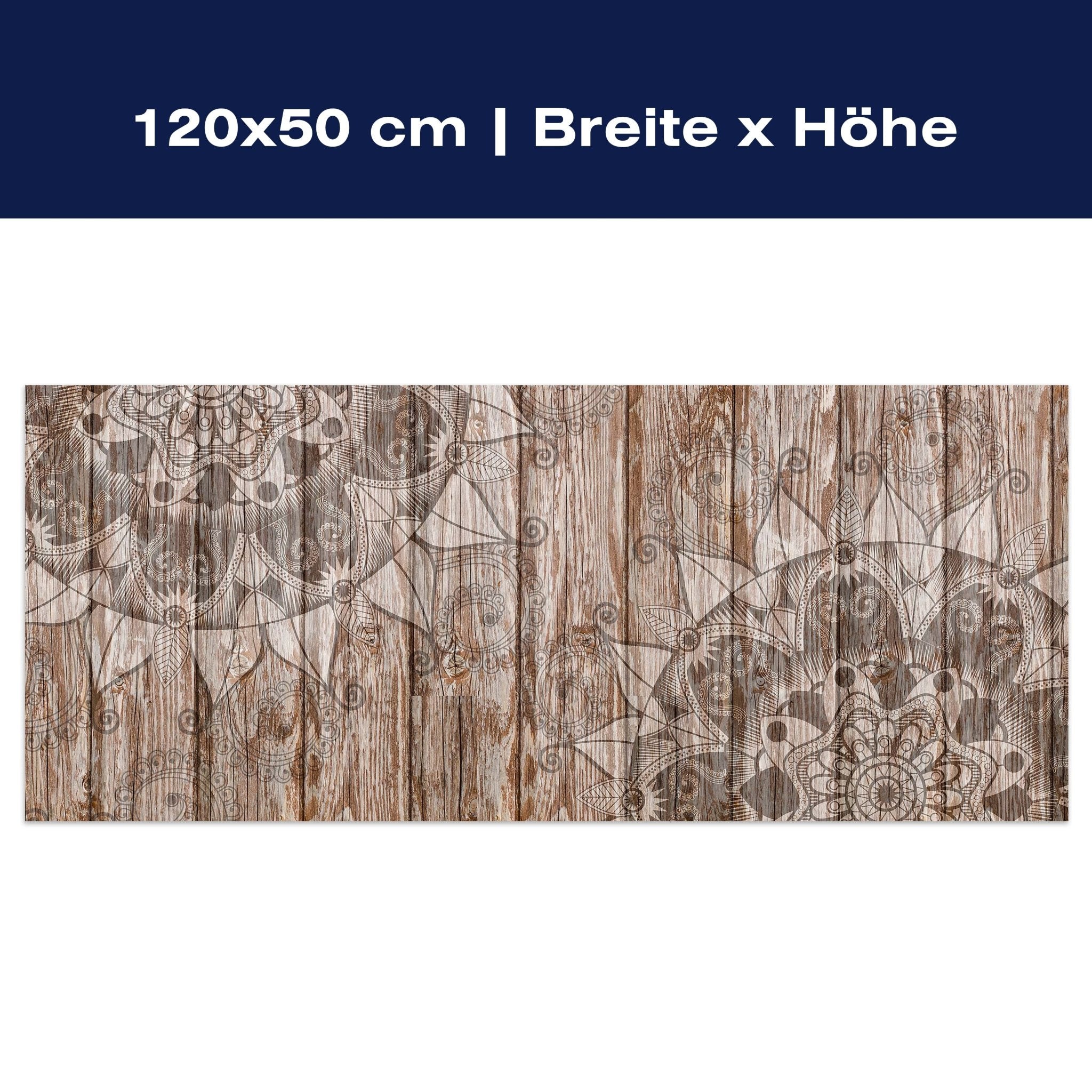 Leinwandbild Holzwand mit Mandalas M0722