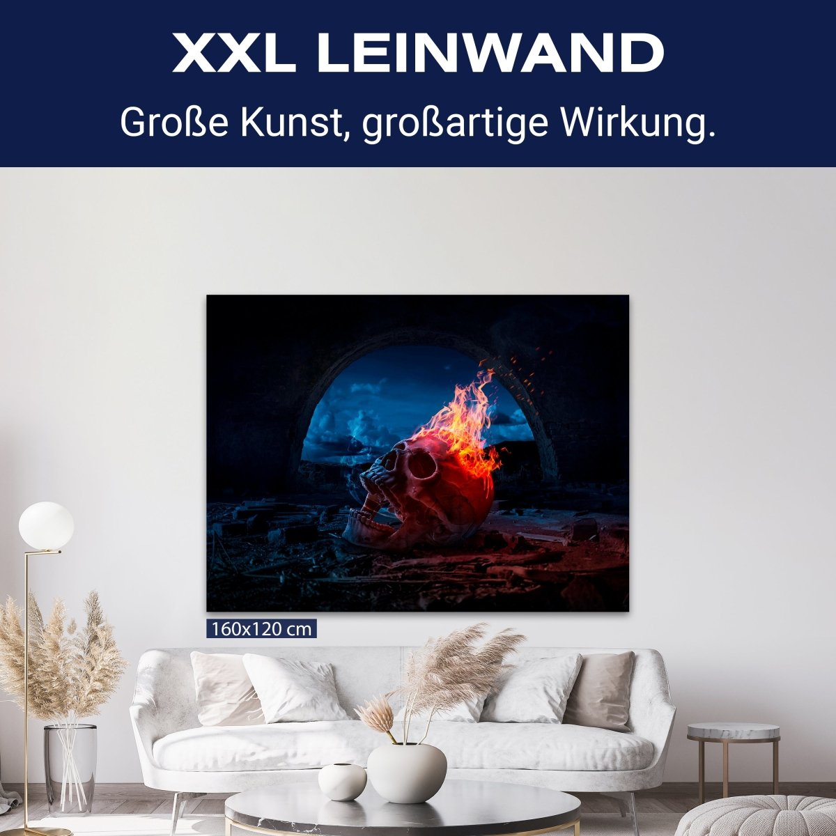 Leinwandbild Totenkopf, Feuer, Gothic, Querformat M0735 kaufen - Bild 9