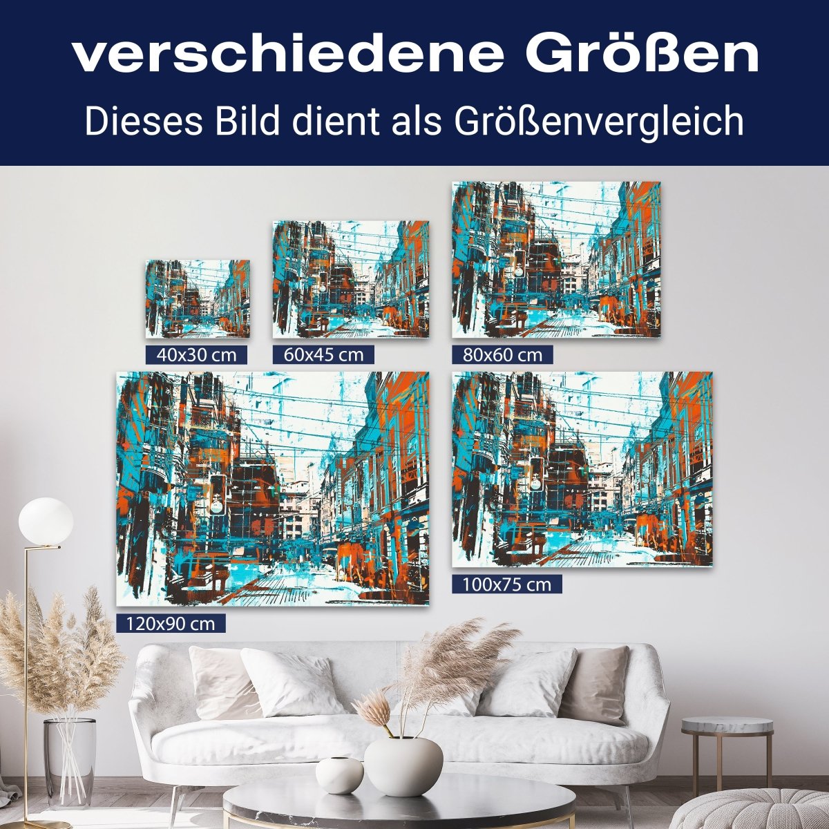 Leinwandbild Kunst und Gemälde, Stadt Abstrakt, Querformat M0763 kaufen - Bild 8