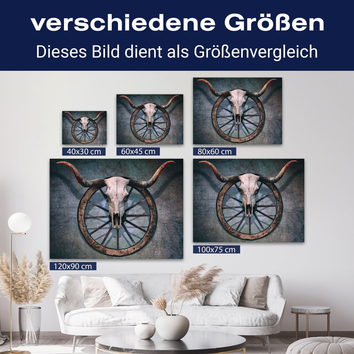 Leinwandbild Totenkopf, Schädel, Bulle, Querformat M0774 kaufen - Bild 8