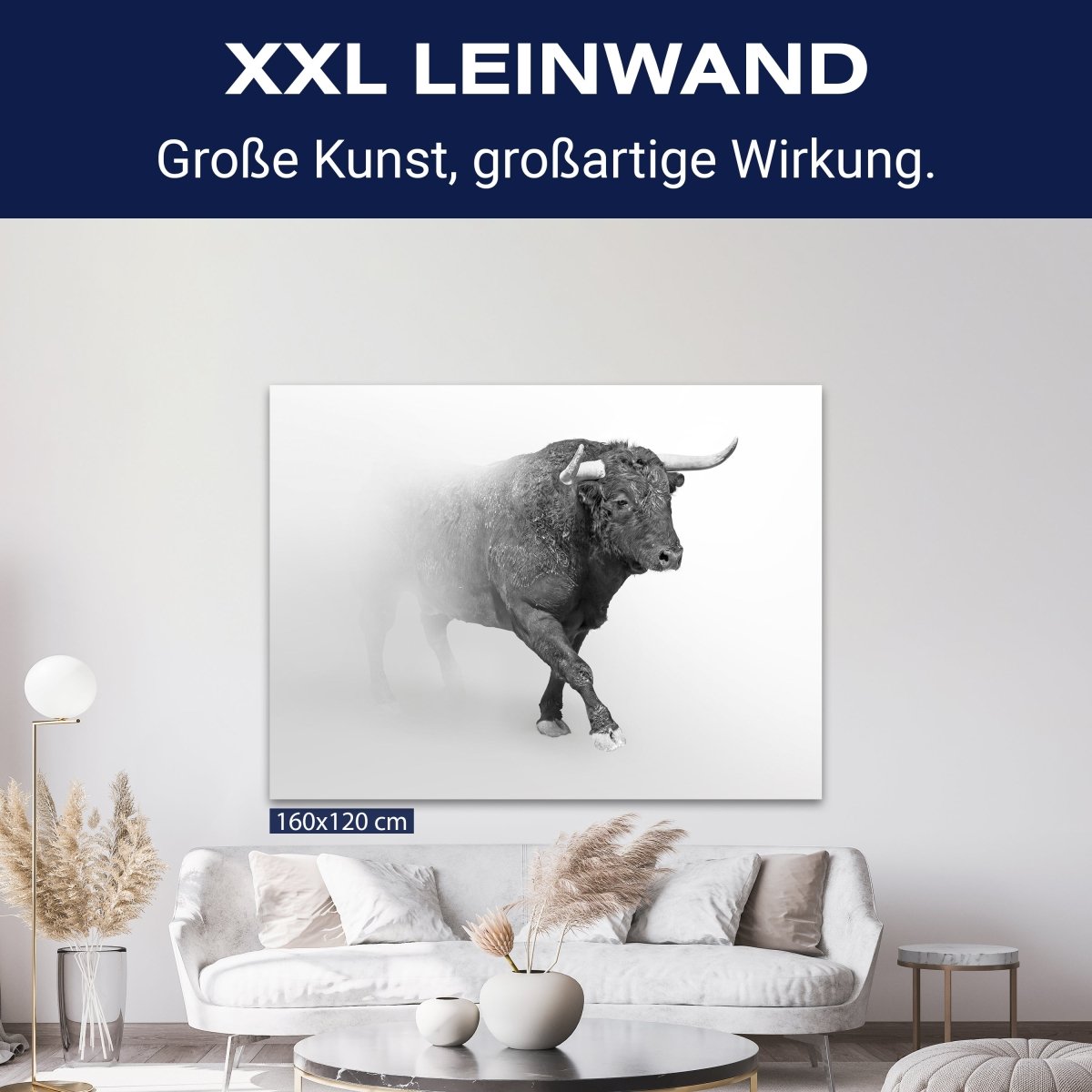 Leinwandbild Bulle, Schwarz Weiß, Querformat M0779 kaufen - Bild 9