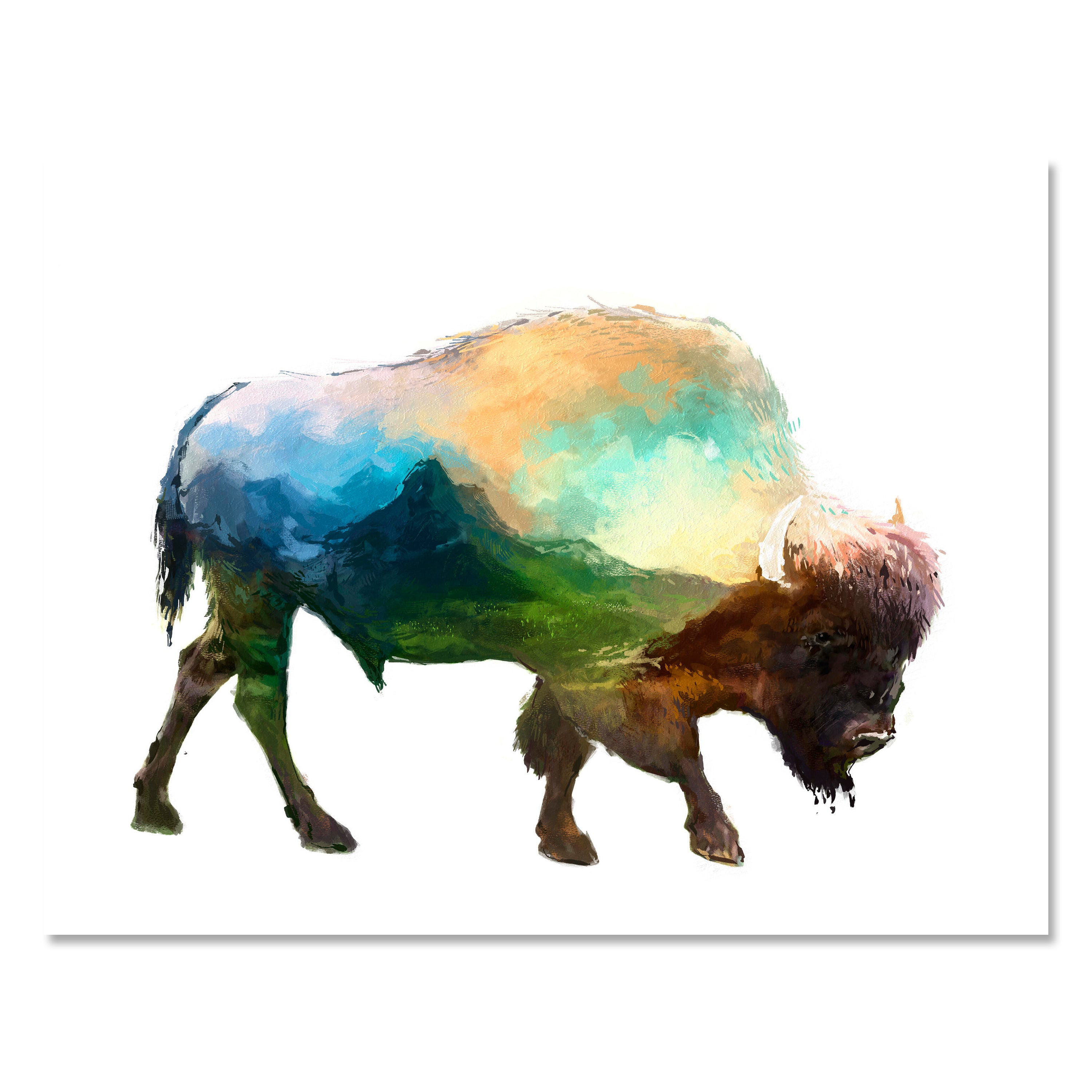 Leinwandbild Bison, Aquarell, Querformat M0780 kaufen - Bild 1