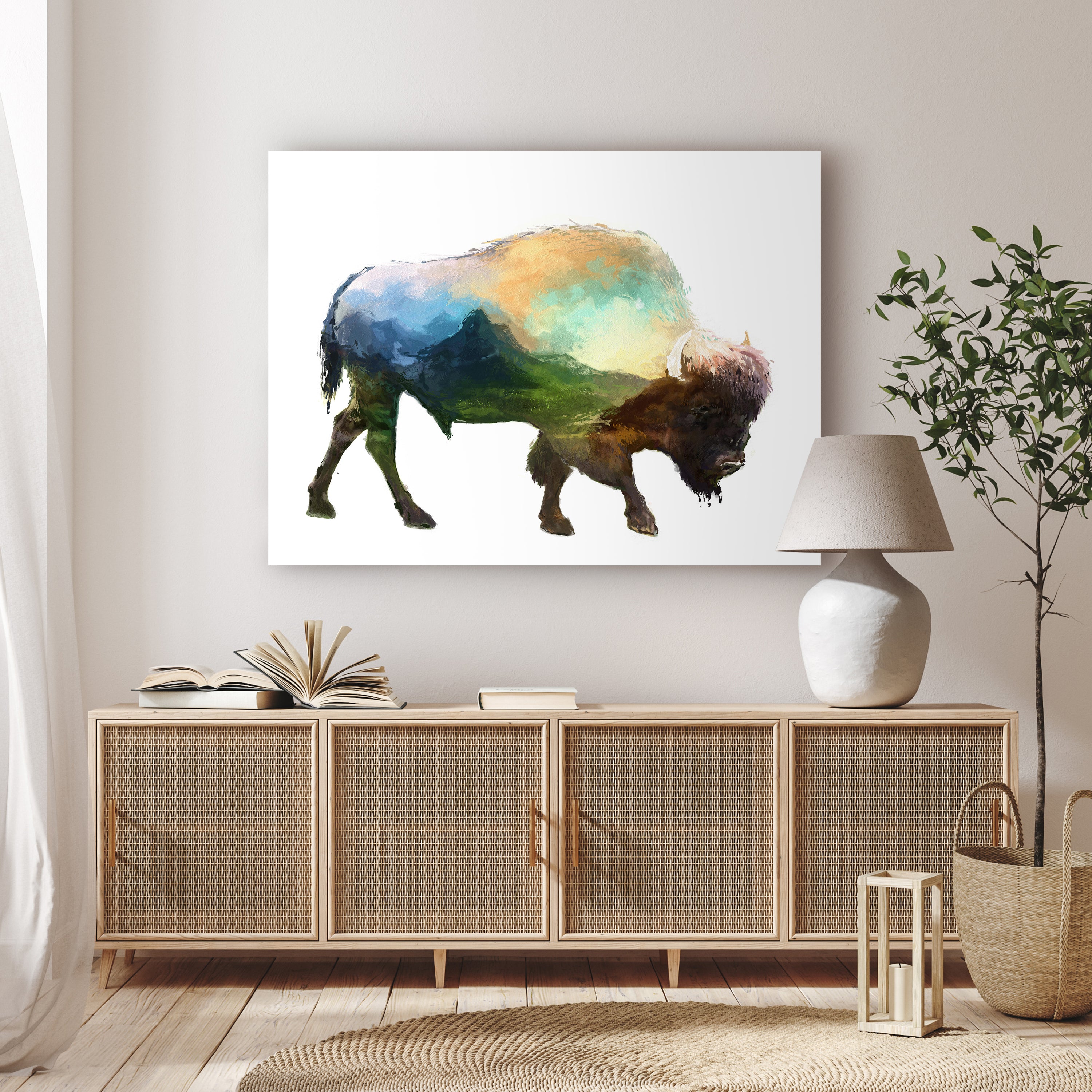 Leinwandbild Bison, Aquarell, Querformat M0780 kaufen - Bild 2