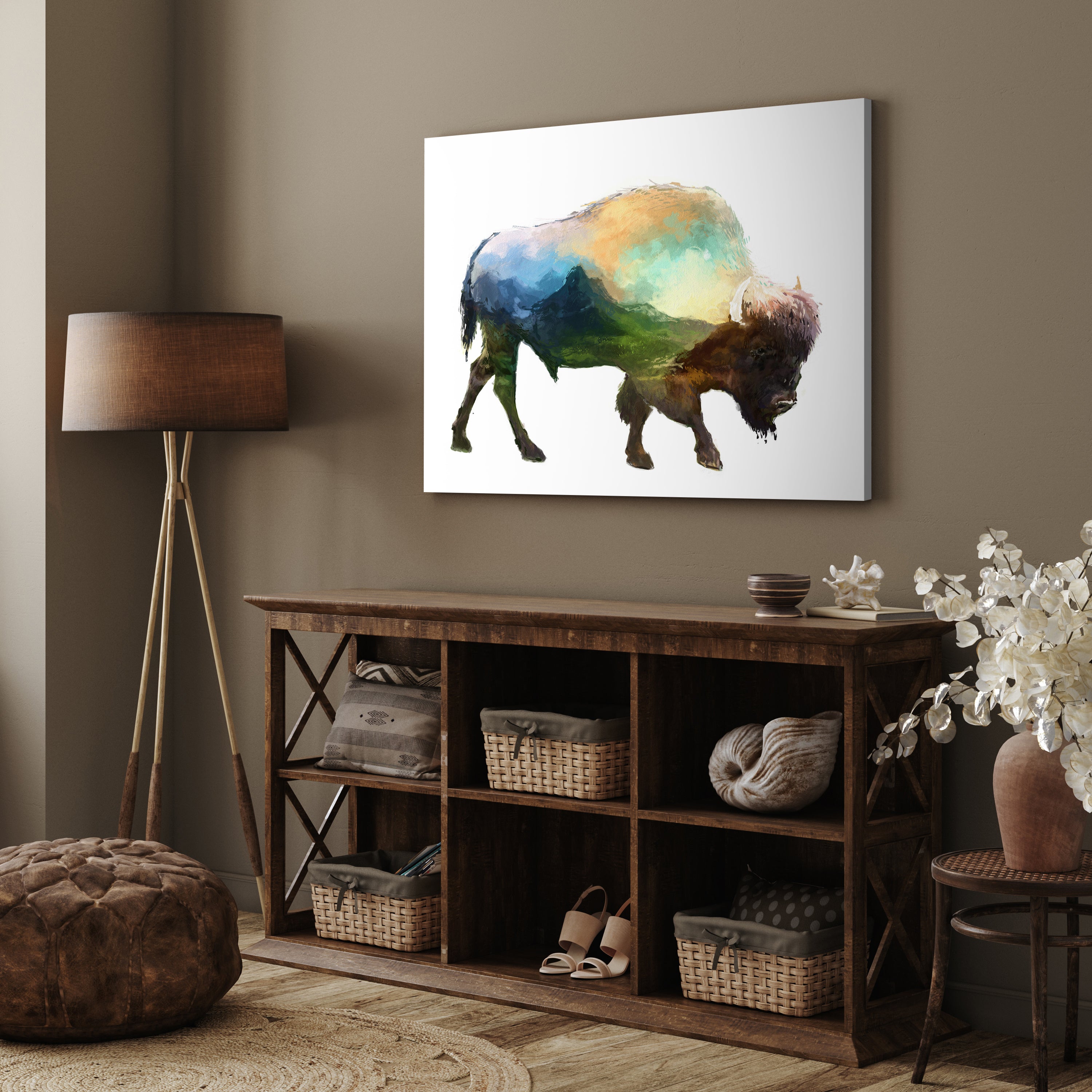 Leinwandbild Bison, Aquarell, Querformat M0780 kaufen - Bild 3