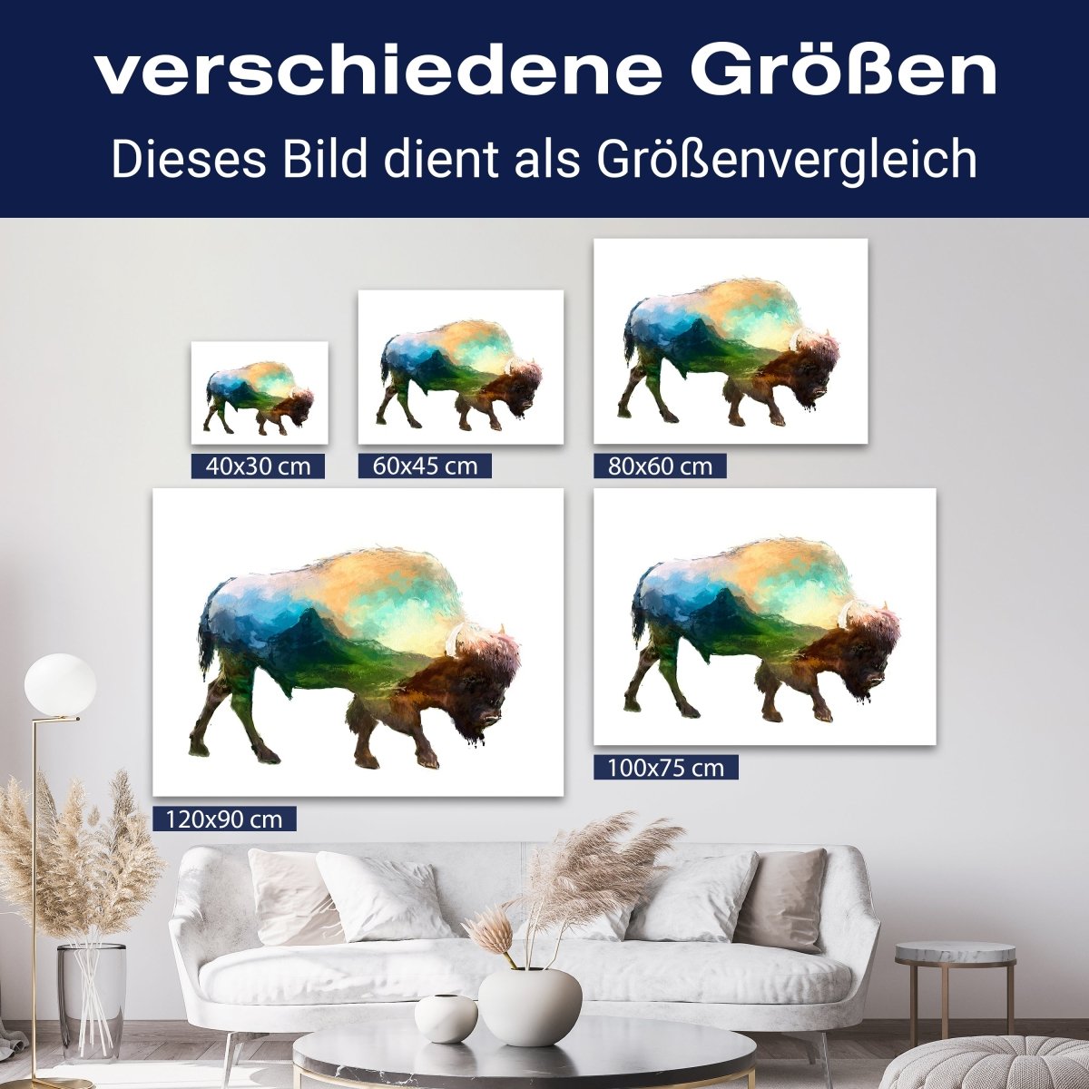 Leinwandbild Bison, Aquarell, Querformat M0780 kaufen - Bild 8