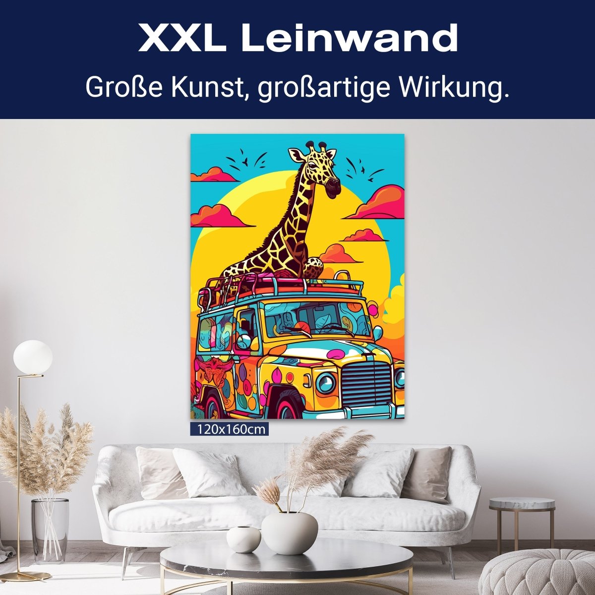 Leinwandbild Digital Art, Giraffe, Jeep, Safari, Hochformat M0789 kaufen - Bild 9