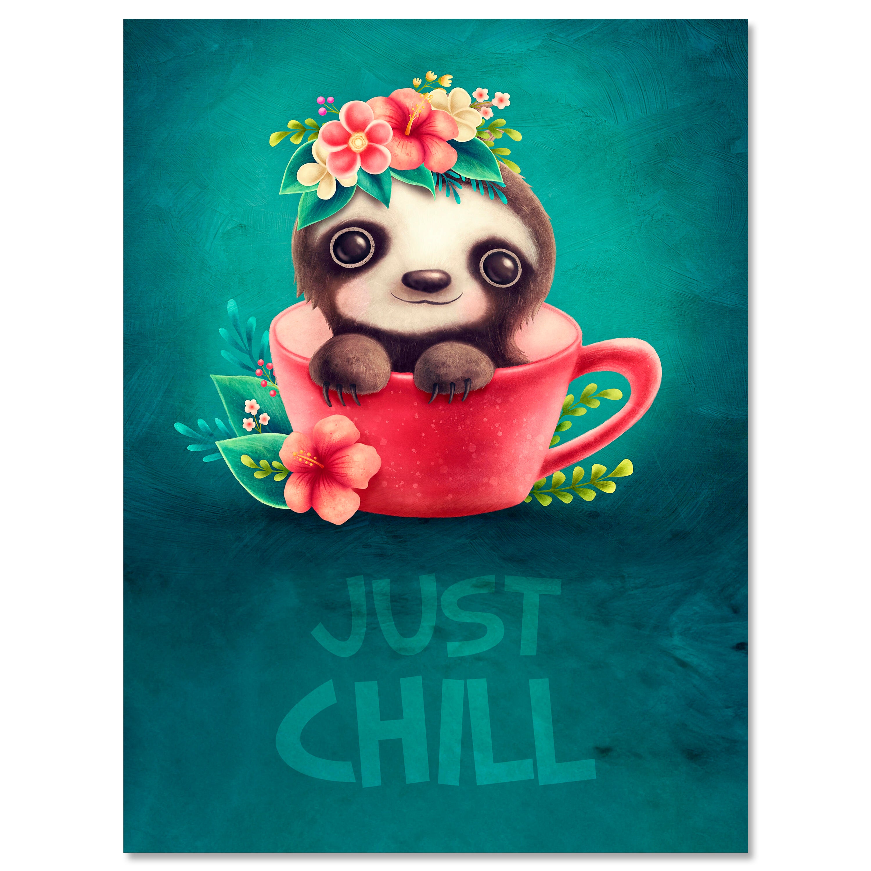 Leinwandbild Spruch Just Chill, Faultier, Hochformat M0792 kaufen - Bild 1