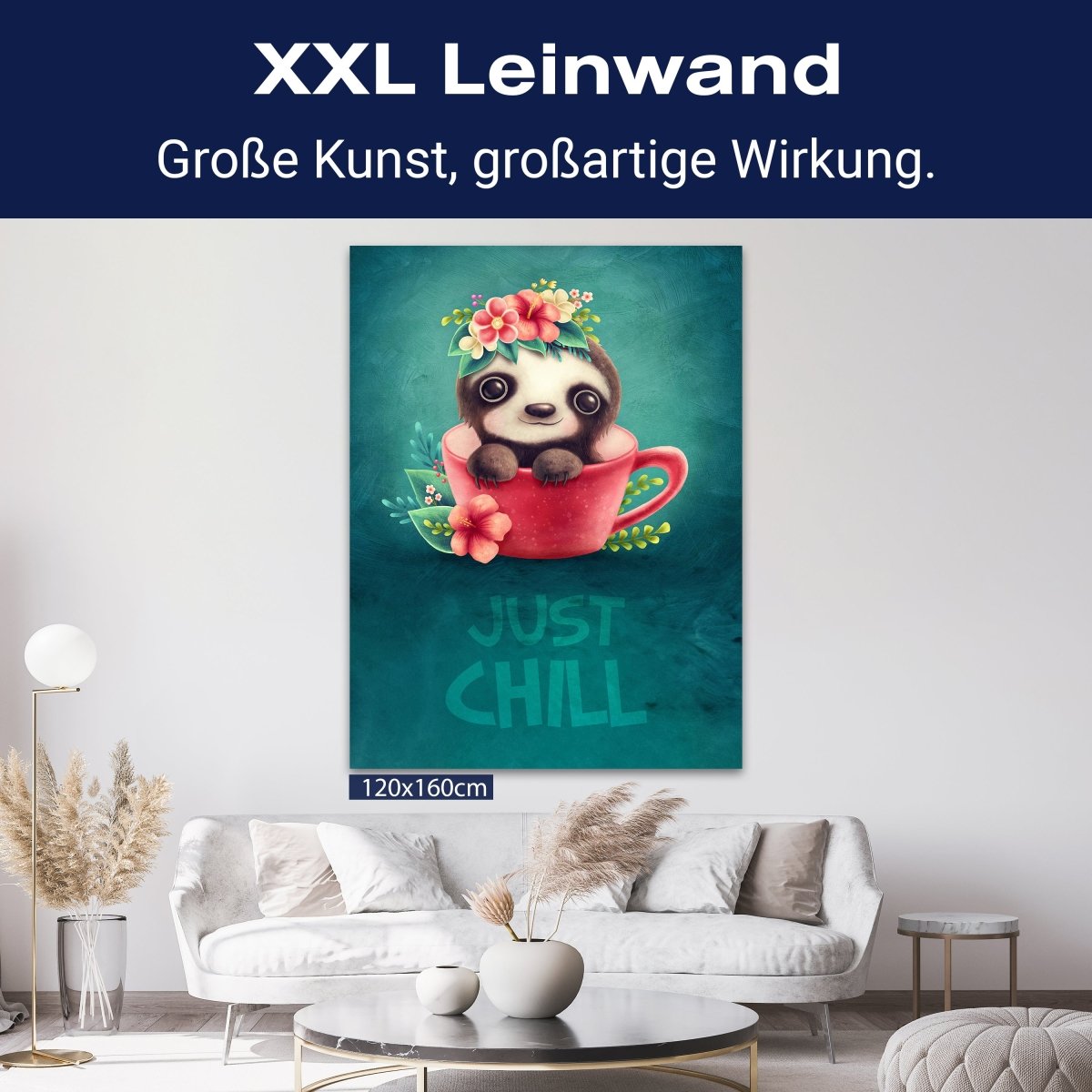 Leinwandbild Spruch Just Chill, Faultier, Hochformat M0792 kaufen - Bild 9