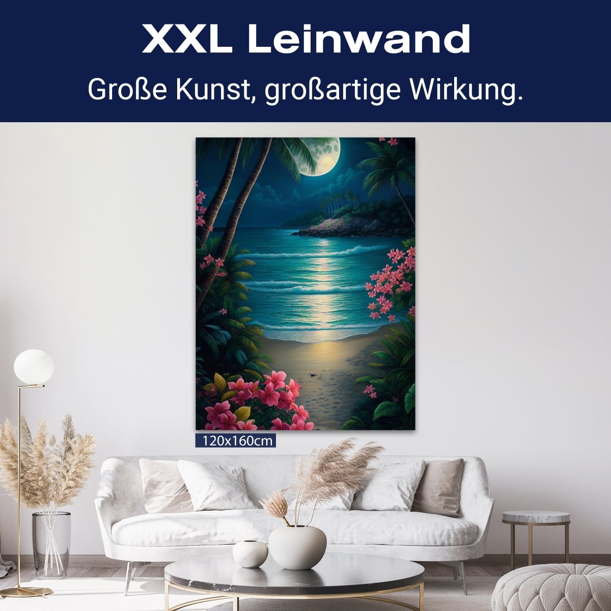 Leinwandbild Strand, Mond, Palmen, Hochformat M0809 kaufen - Bild 9