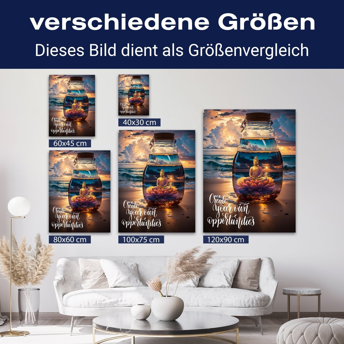 Leinwandbild Spruch, Strand, Buddha, Hochformat M0819 kaufen - Bild 8