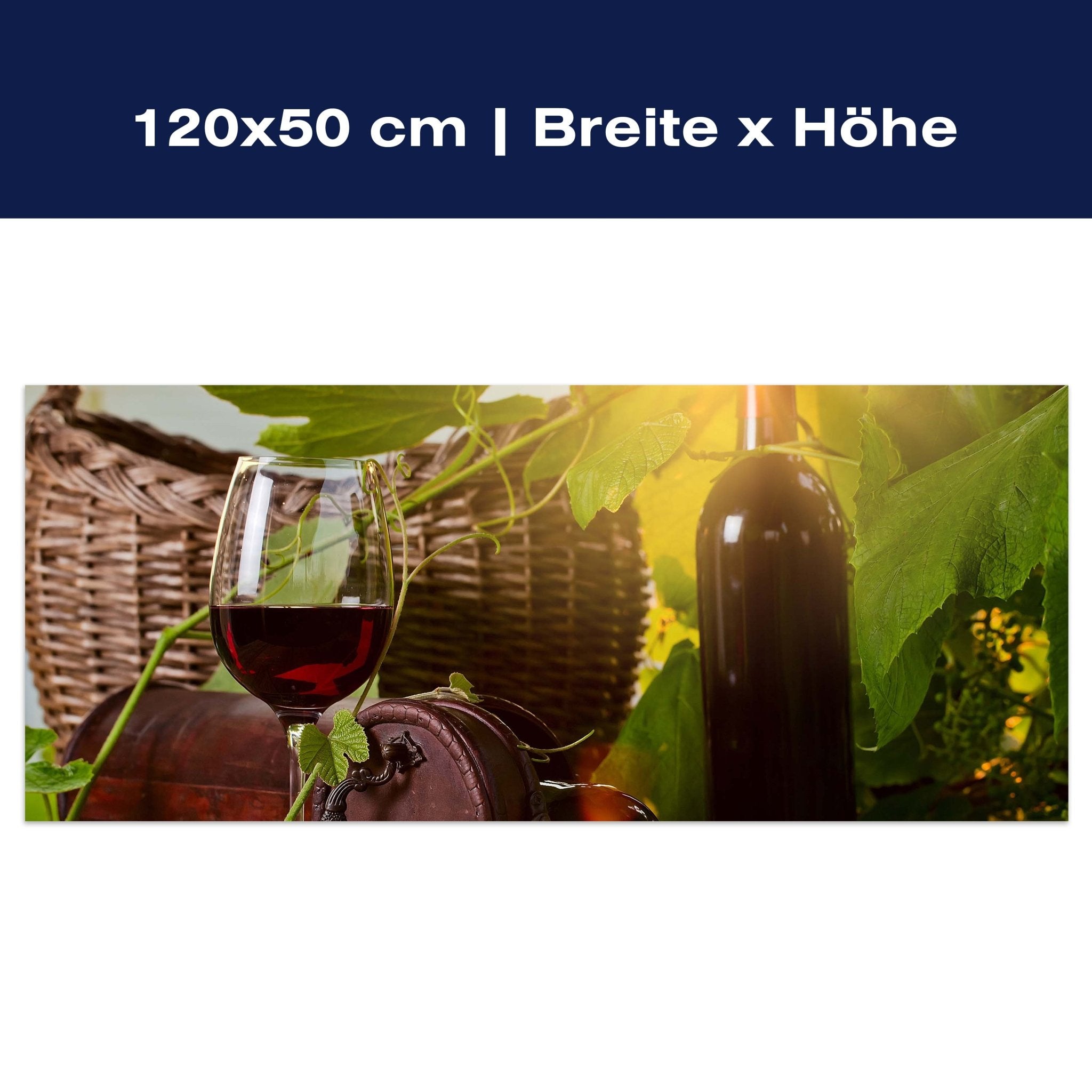 Leinwandbild Flasche und Glas mit Rotwein M0831