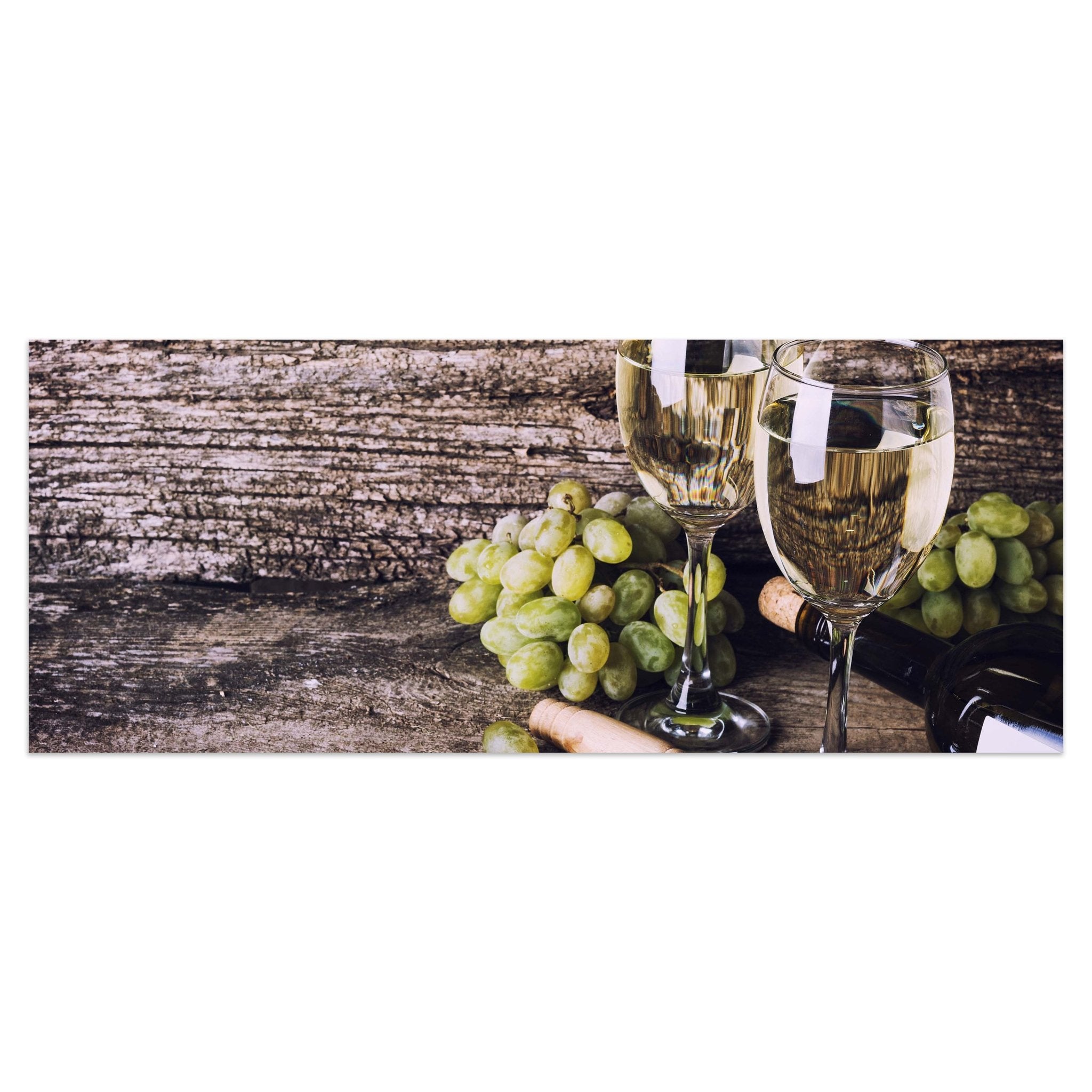 Leinwandbild alten hölzernen Hintergrund mit Gläser Weißwein M0837 kaufen - Bild 1