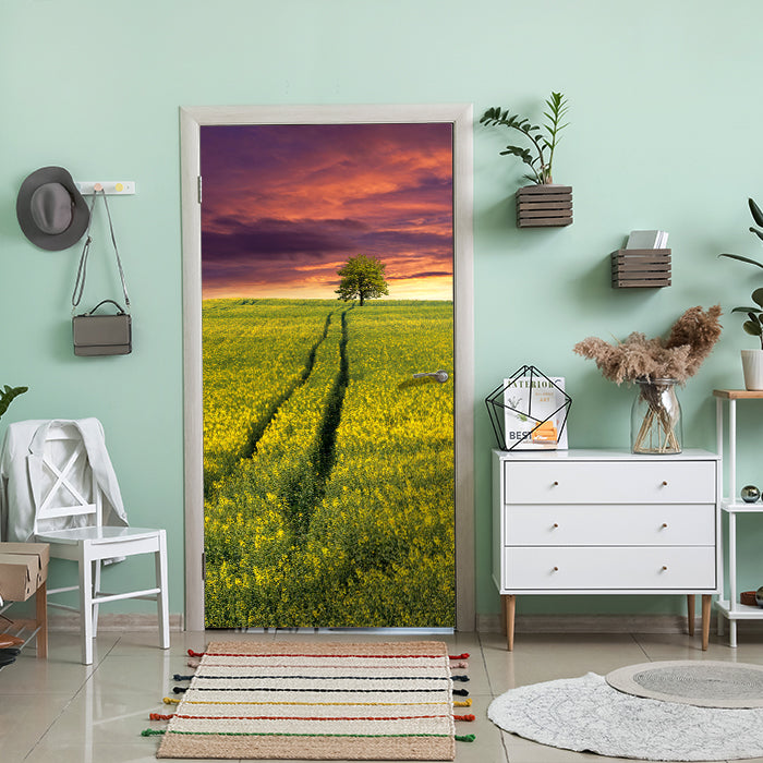 Türtapete Landschaft mit einem Feld von gelben Blumen M0874 - Bild 1